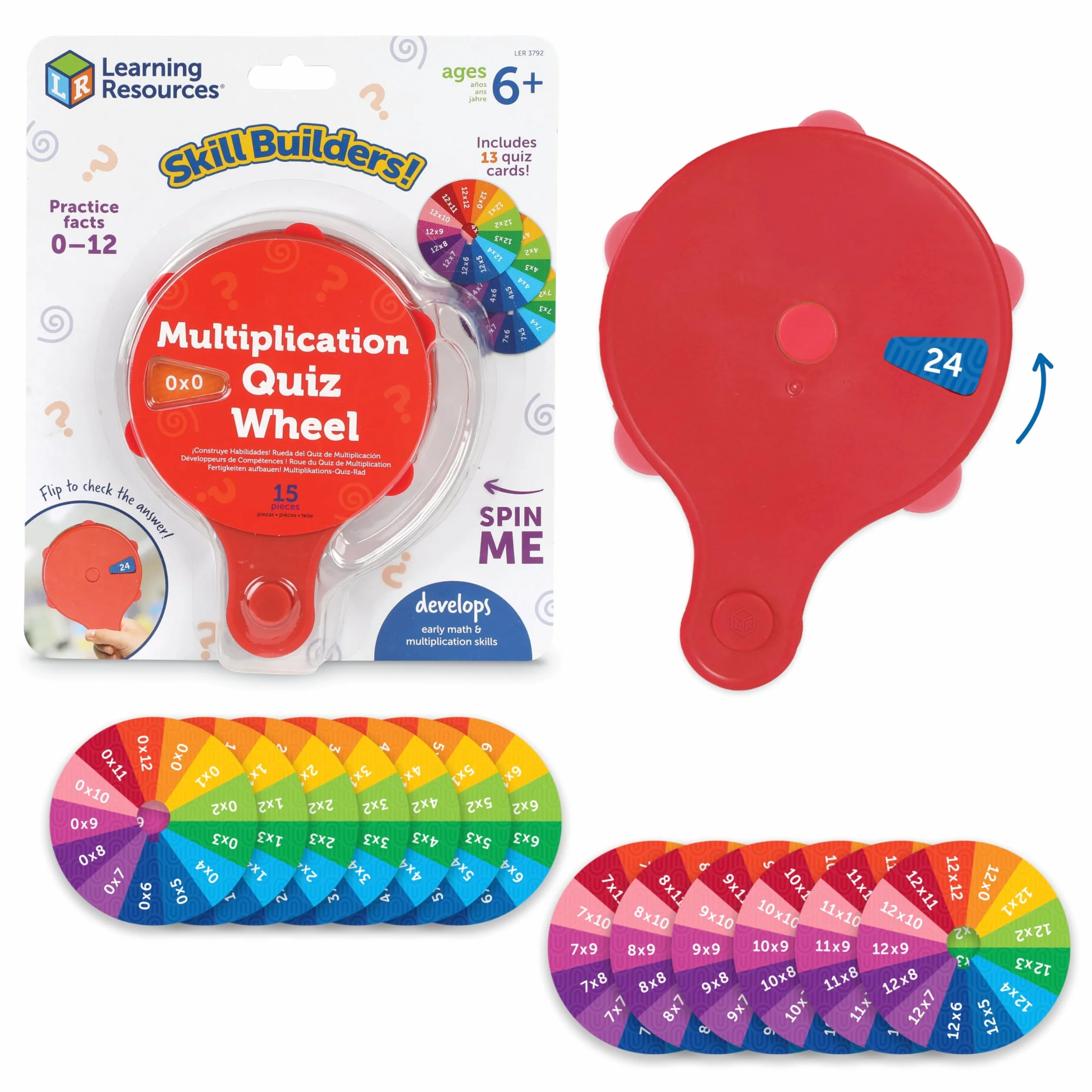 Learning Resources Ruota Quiz Moltiplicazioni LER3792 Tabelline 0–12 Gioco Matematico da 7 Anni