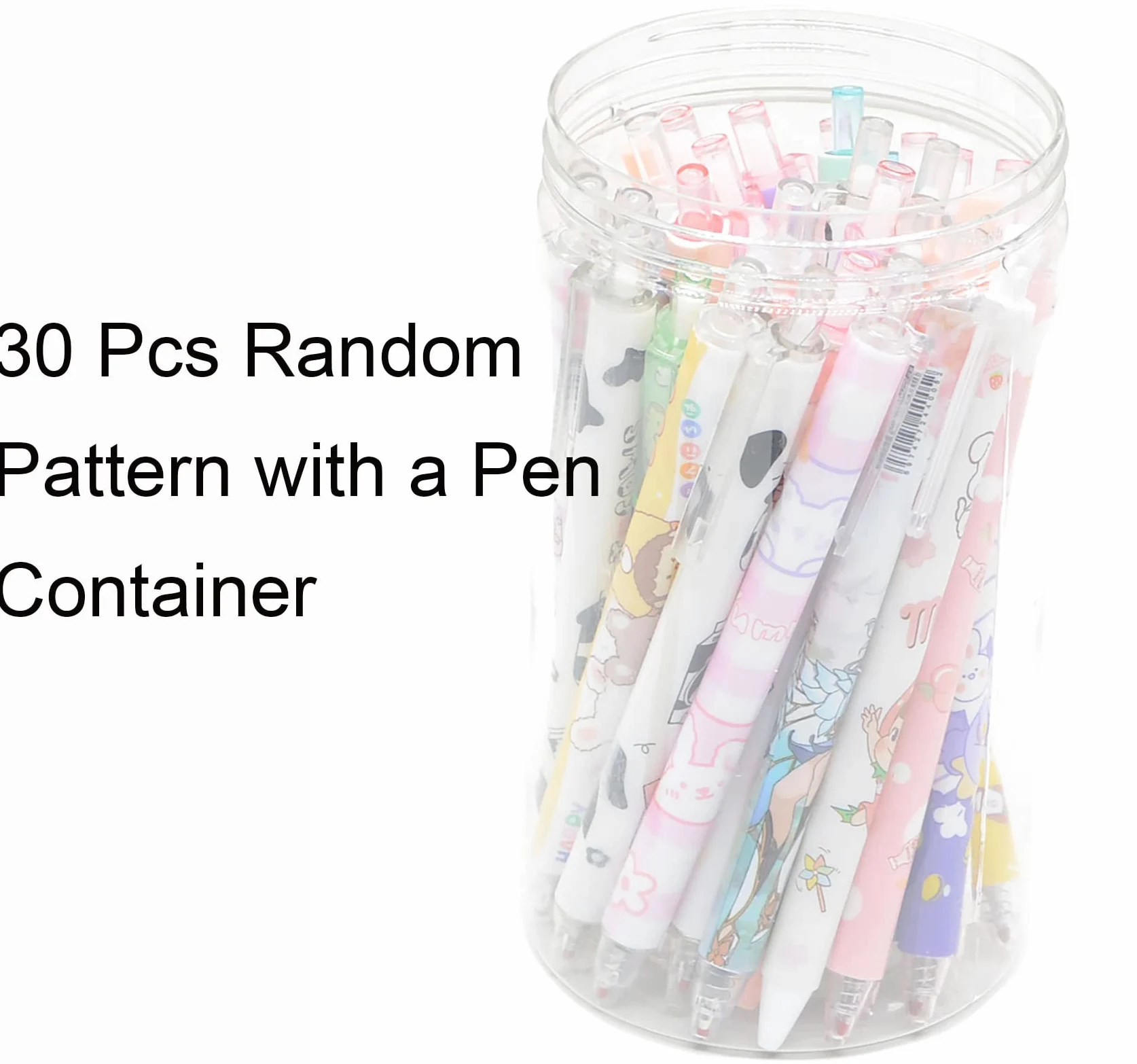 30 penne a punta fine con portapenne, 0,5 mm, 30 diversi stili casuali, inchiostro nero, gel kawaii, per ufficio, studio, regalo e articoli per la casa (30)