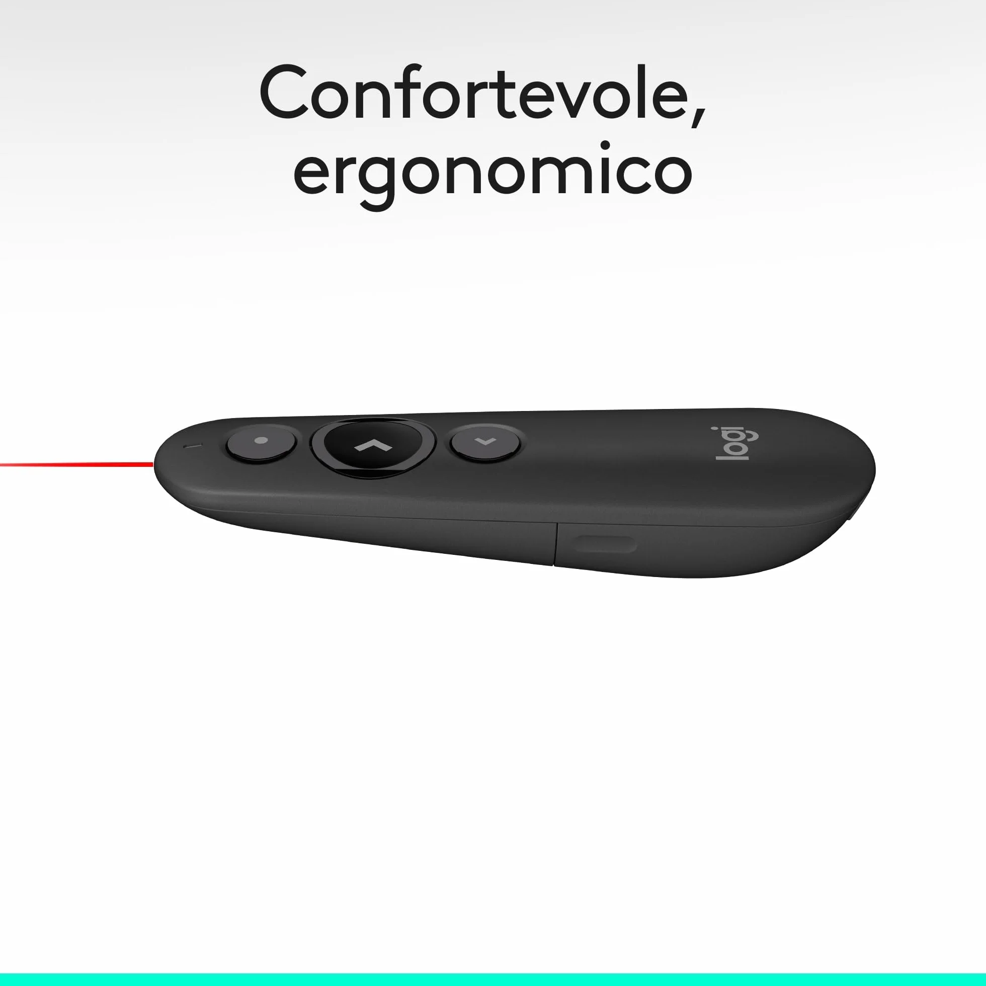 Logitech R500s Telecomando per presentazioni laser di classe 1 USB e Bluetooth - Compatibilità universale, raggio d'azione di 20 m, personalizzabile – Grigio scuro