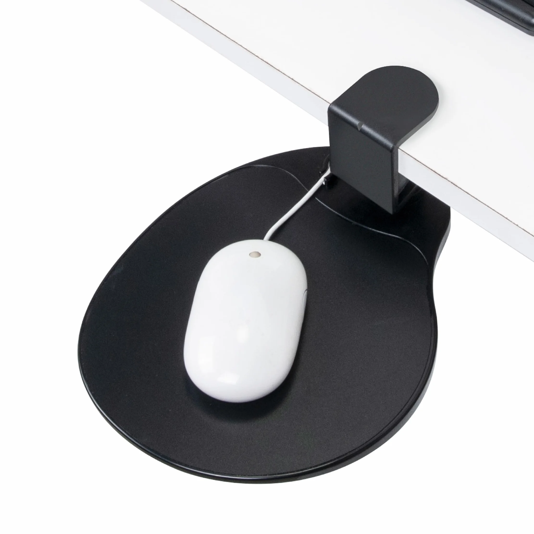 EHO Morsetto sulla piattaforma del mouse, clip on pad rotante a 360 gradi, supporto ergonomico per mouse, tappetino per mouse, vassoio estraibile, adatto per scrivania di spessore 3,8 cm, per