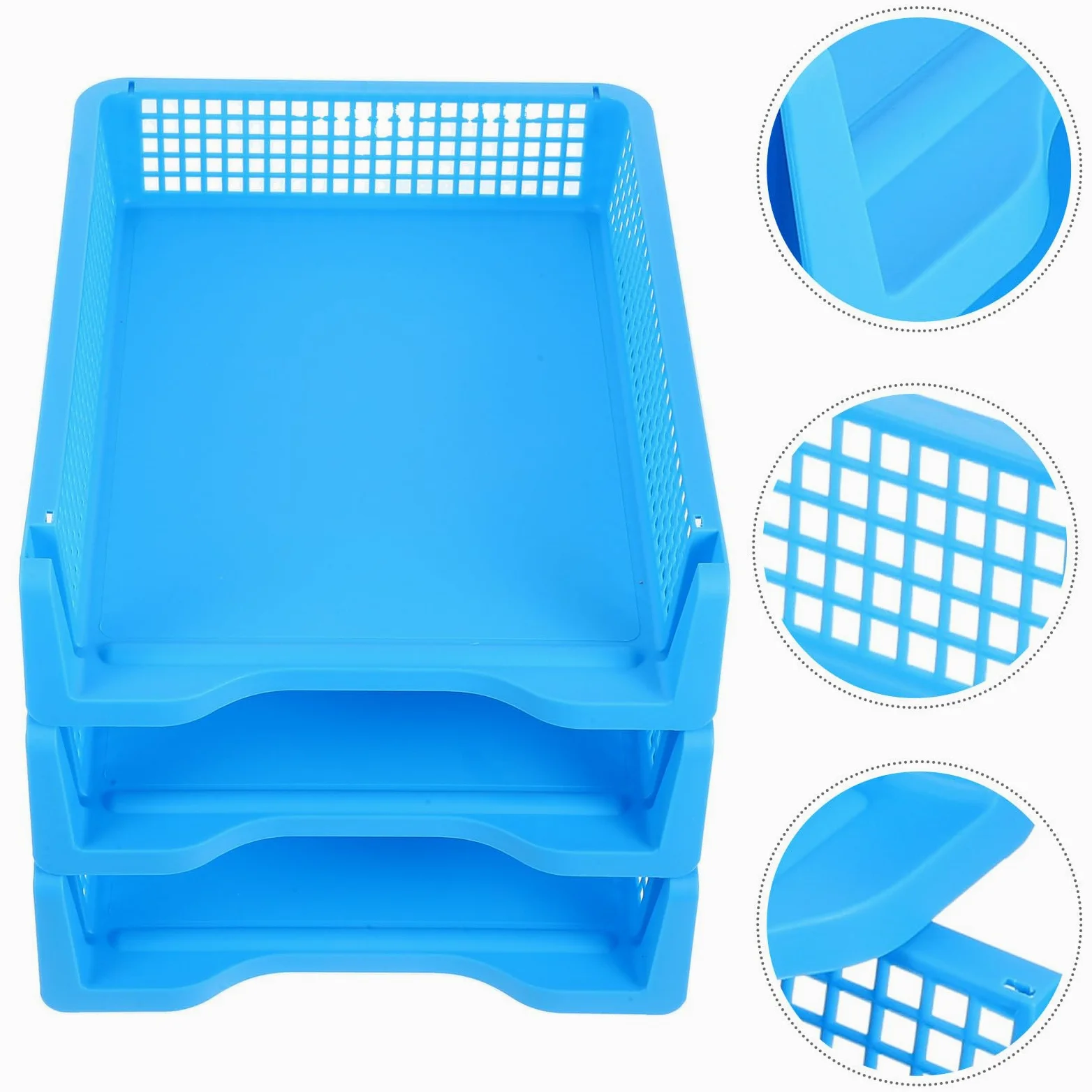 GALPADA Vassoi Portaoggetti Impilabili Organizer Documenti Design Moderno ed Elegante in Plastica Set 3 Pezzi per Organizzare Fogli e Quaderni per Scrivania Ufficio o Casa