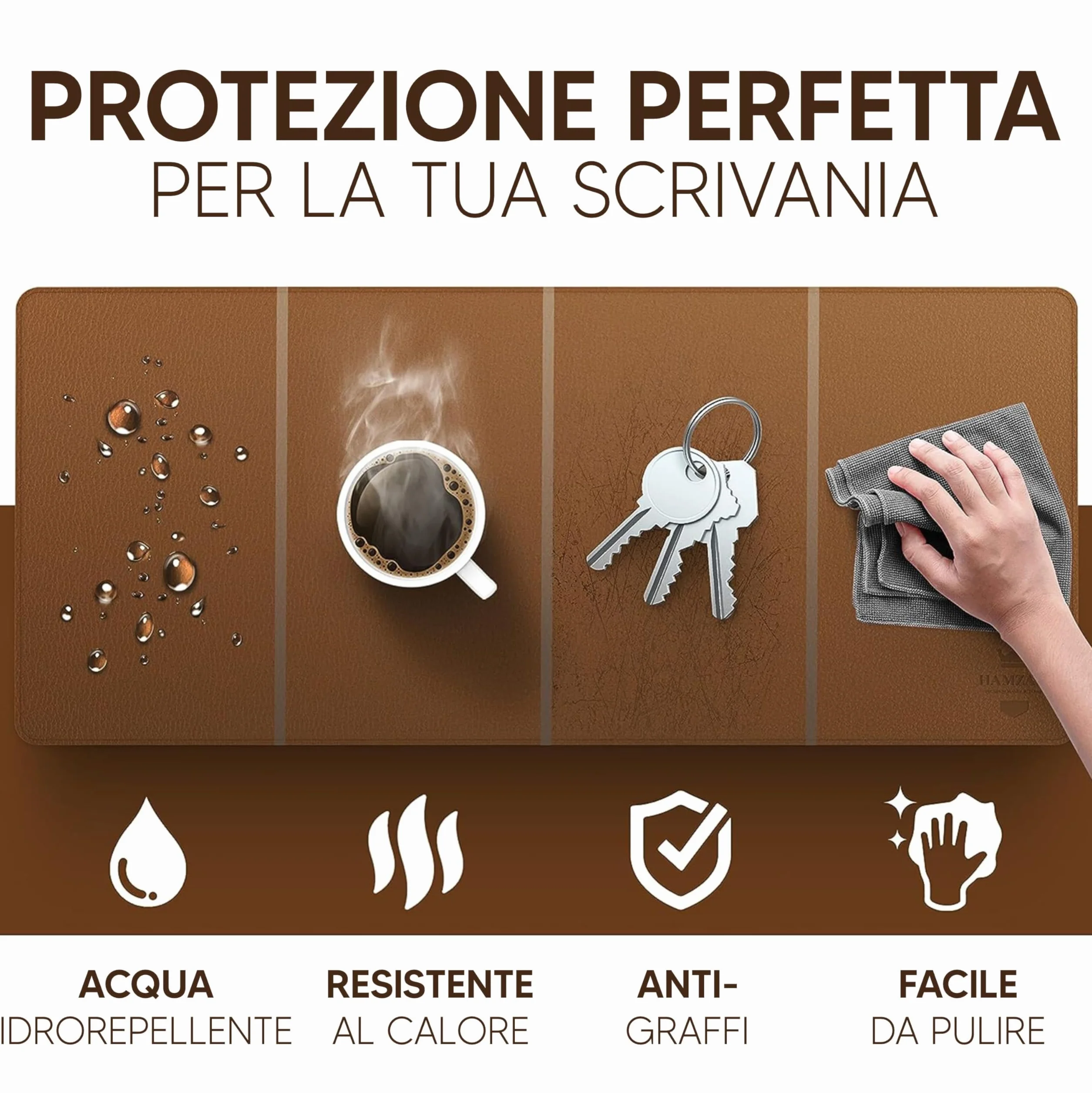 HAMZAM® Tappetino Scrivania Grande con Funzione Mouse Pad Integrata - Tappeto Scrivania Uffico - 90x40cm - Qualità Premium - Sottomano per Ufficio a Casa - Sottomano Scrivania Antiscivolo - Desk Mat