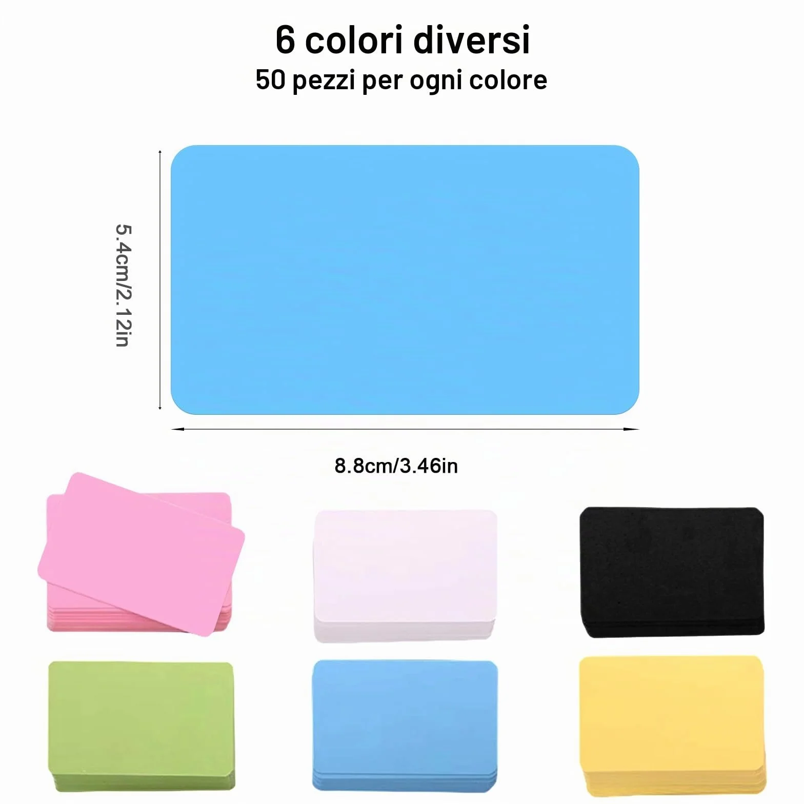 300 Pezzi Carte Kraft Vergini, Biglietti da Visita, Cartoline, Nero/Bianco/Rosa/Giallo/Blu/Verde