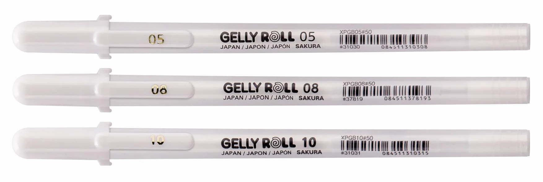 SAKURA Gelly Roll Basic White Gel Pen Set da 3, dimensioni assortite per evidenziazione, disegno e artigianato