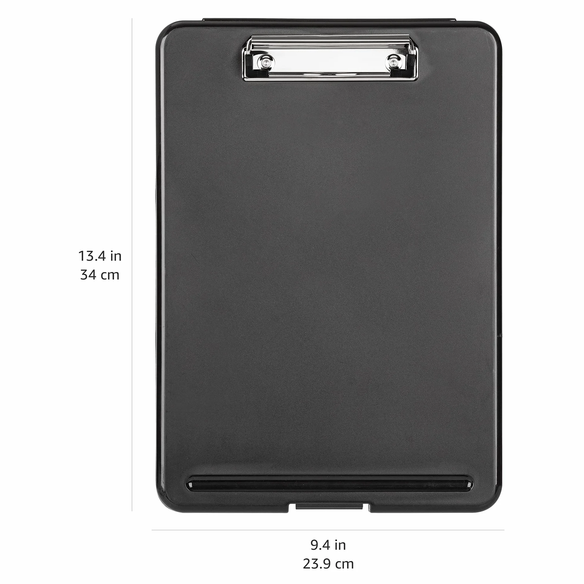 Amazon Basics Portablocco con scomparto portadocumenti, in plastica, confezione da 4, nero
