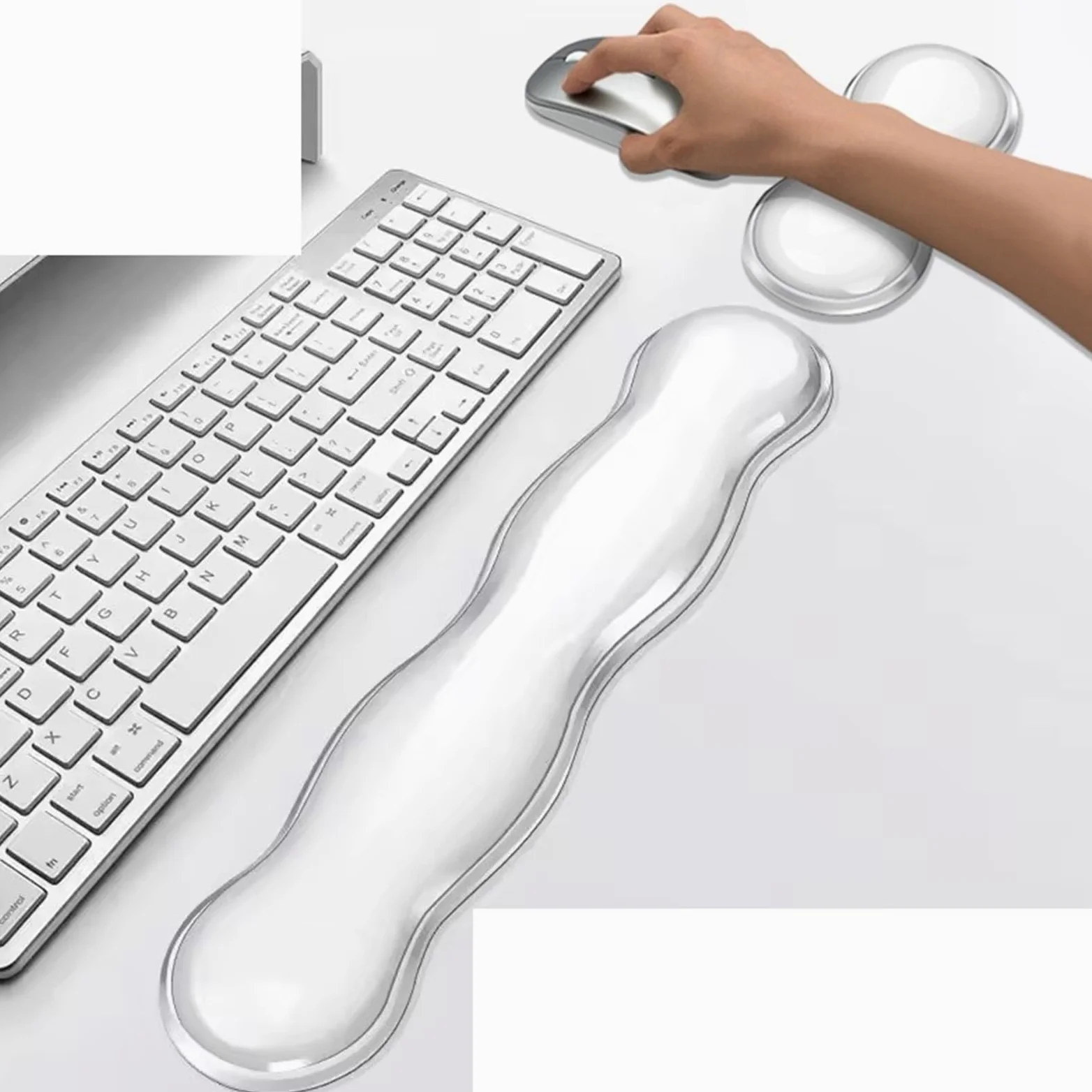 Supporto per polsi da tastiera, Poggiapolsi for mouse con tastiera in silicone Nero Bianco Dimensioni multiple(Black-Set)