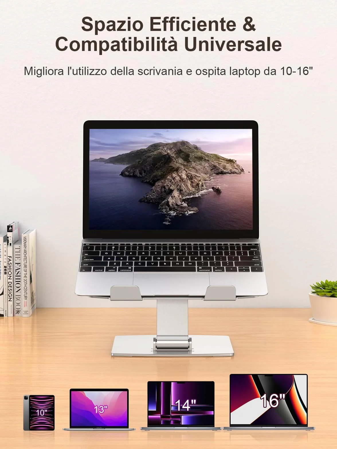 CIRYCASE Regolabile Laptop Stand Scrivania Ergonomico Alluminio Raffreddamento Rapido 10-16" Notebook