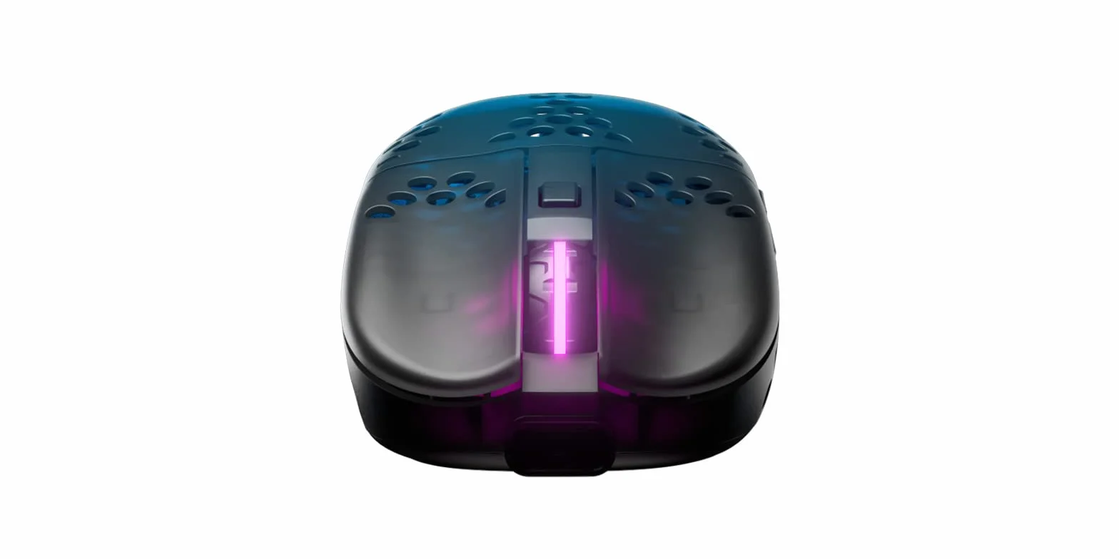 Xtrfy MZ1 Wireless, Mouse da Gioco Senza Fili Ultraleggero, Radio 2,4 GHz, Forma Esclusiva per un Puntamento Ottimale, Illuminazione RGB, Ricaricabile, Nero