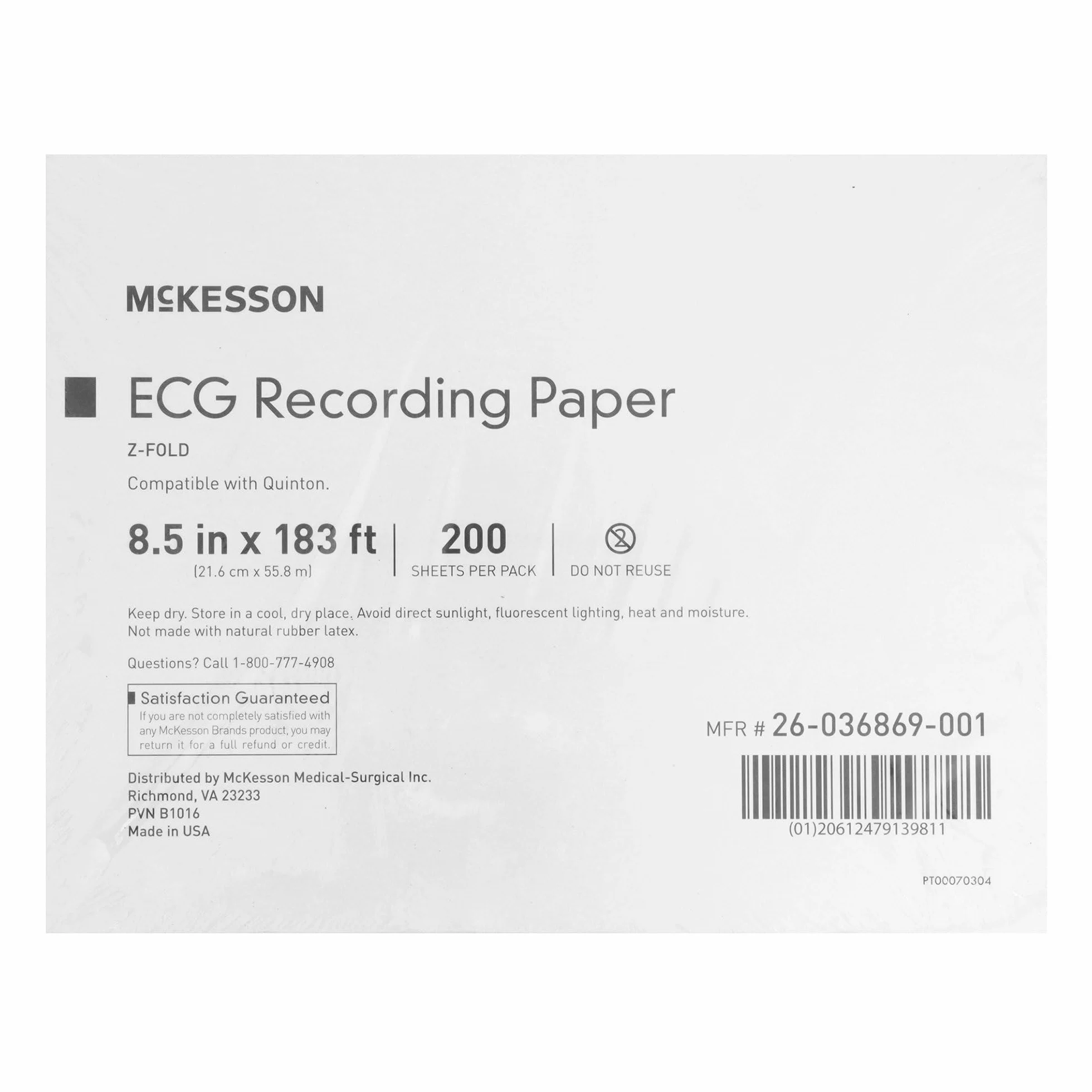 McKesson ECG - 200 fogli di carta termica a griglia rossa, 21,5 cm x 55,8 m