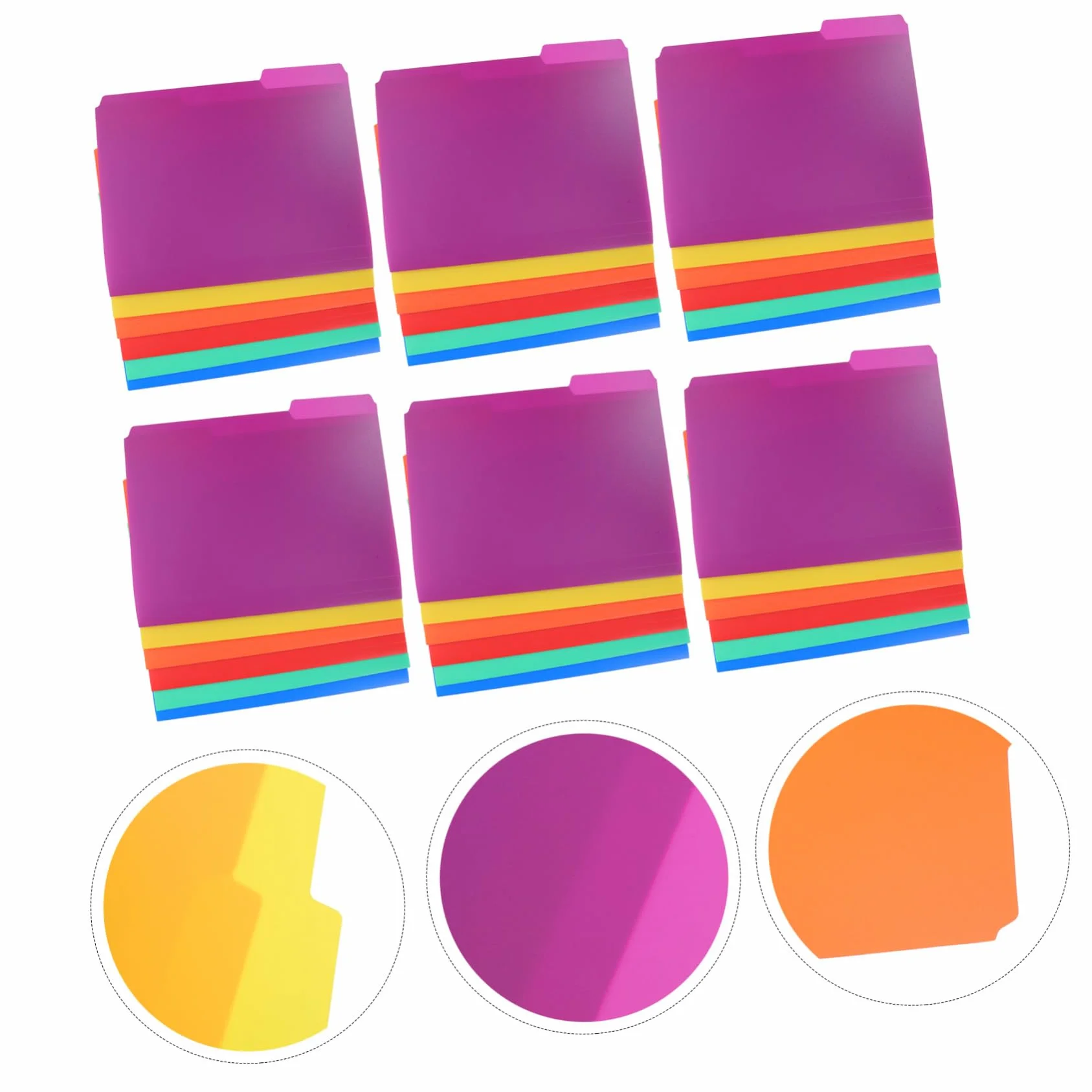 Alasum 36 Pezzi Cartellina di Carta Plastica con 1/3 Cut con Linguette, Organizer Ufficio Documenti per Gestione Progetti e Archiviazione Efficiente Risparmio Spazio