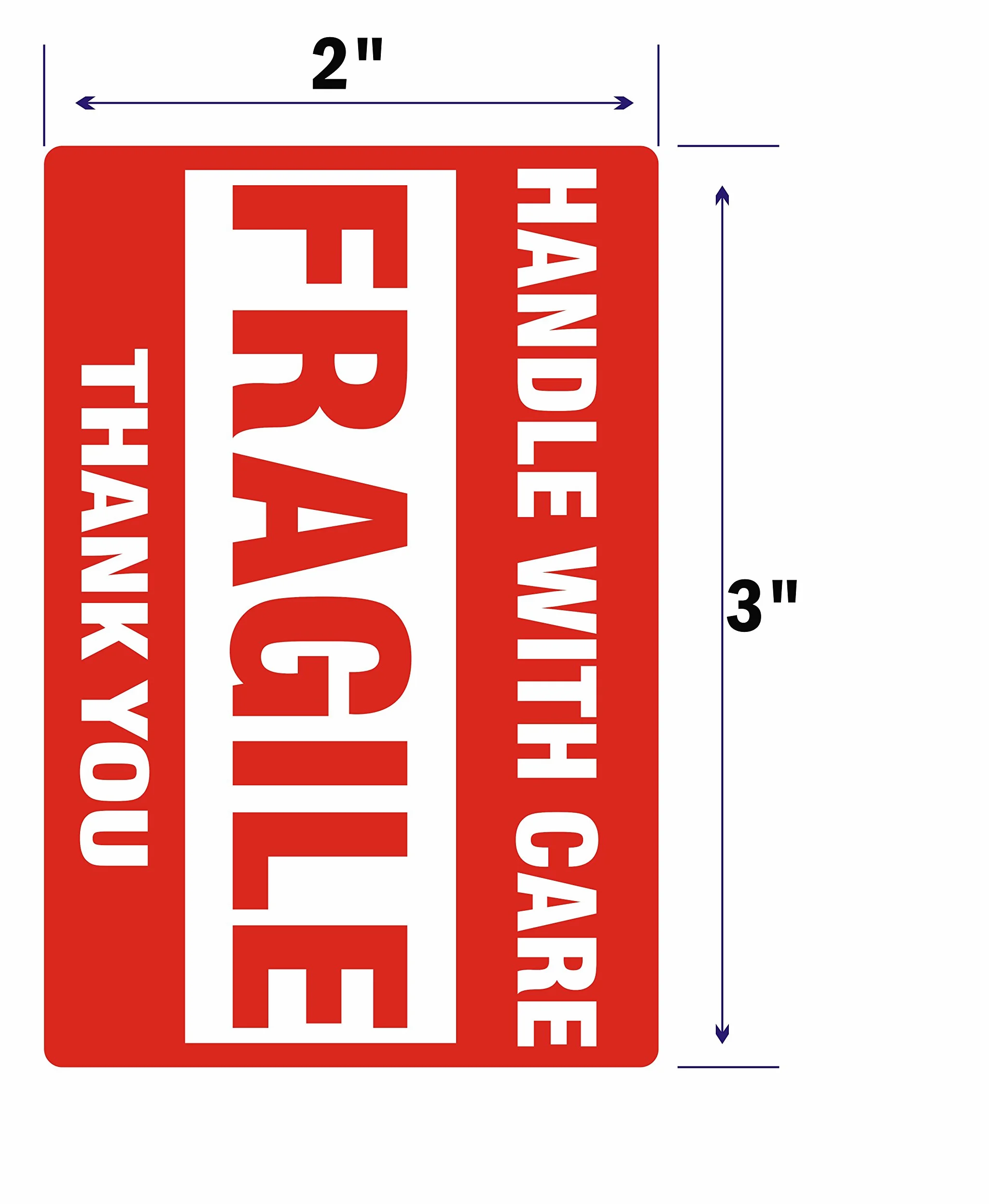 [1 roll, 500 etichette] 5,1 x 7,6 cm adesivi fragile Handle with care attenzione/etichette di spedizione imballaggio – Adesivo permanente 4 Rolls