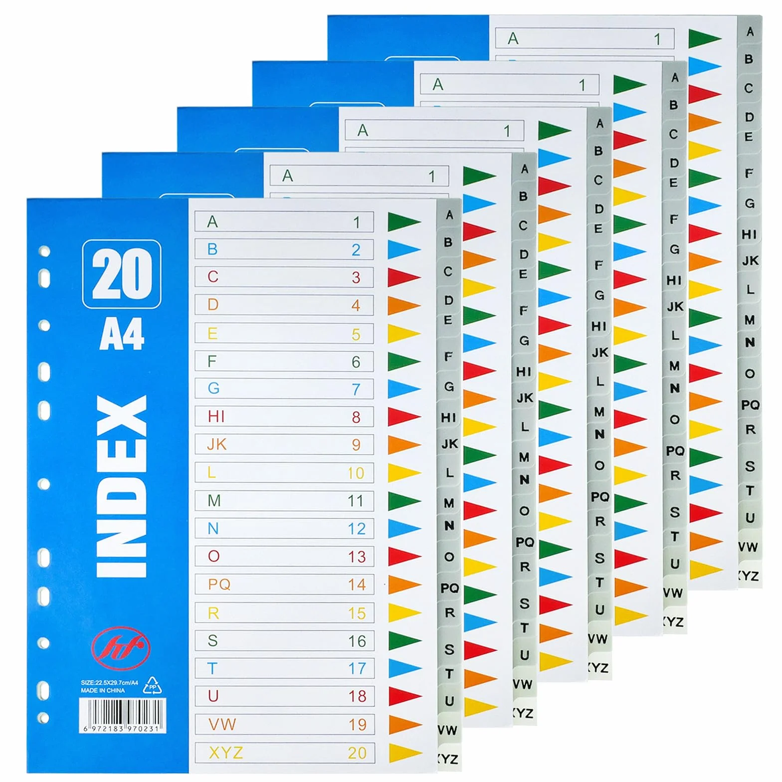 Divisori Raccoglitori Ad Anelli A4 100 Fogli/5 Set con 11 Fori Tacche Alfabetiche A-Z Grigie