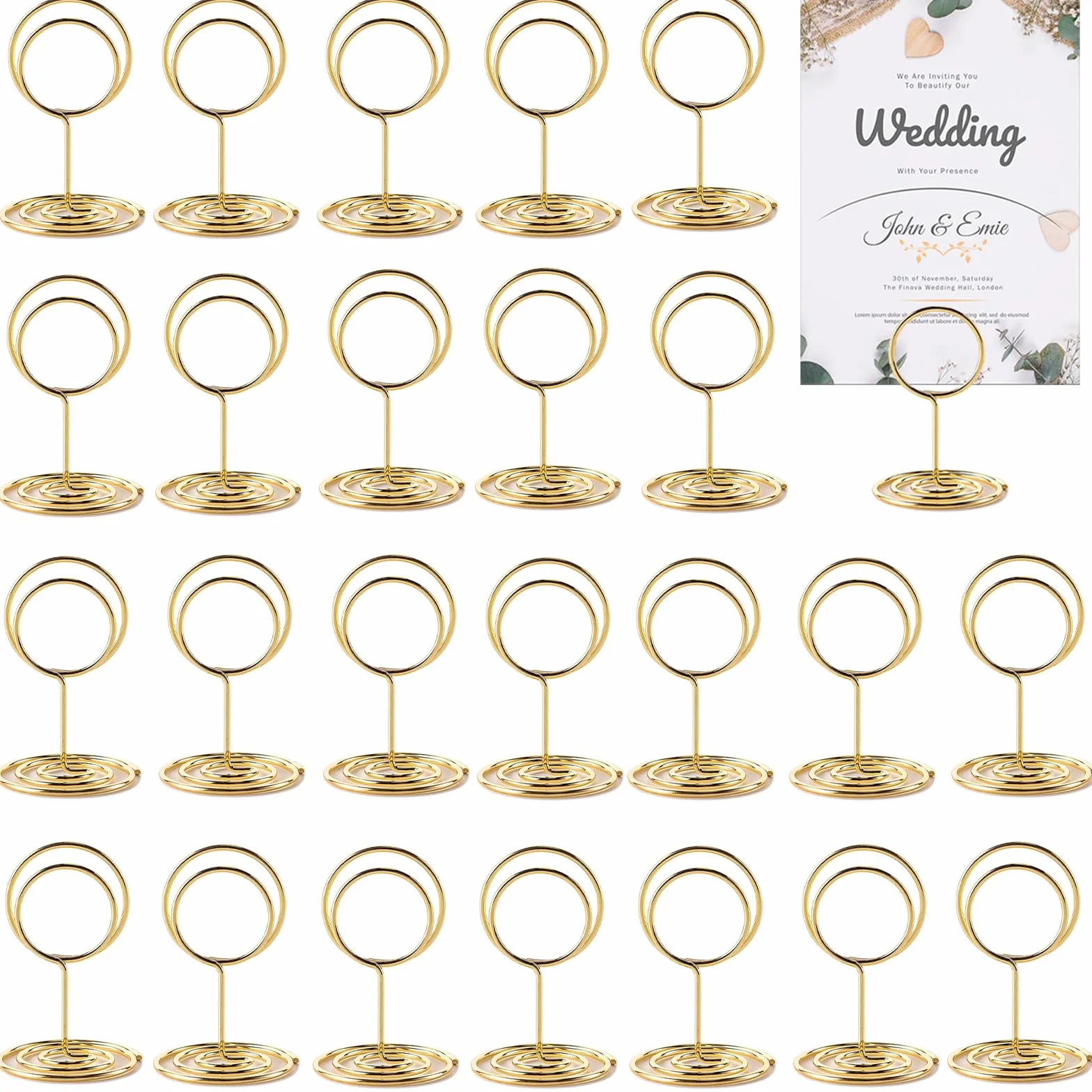 Supporto Segnaposto Tavolo Oro 24 Pezzi, Porta Memo Clip per Matrimoni Carte Biglietti da Visita