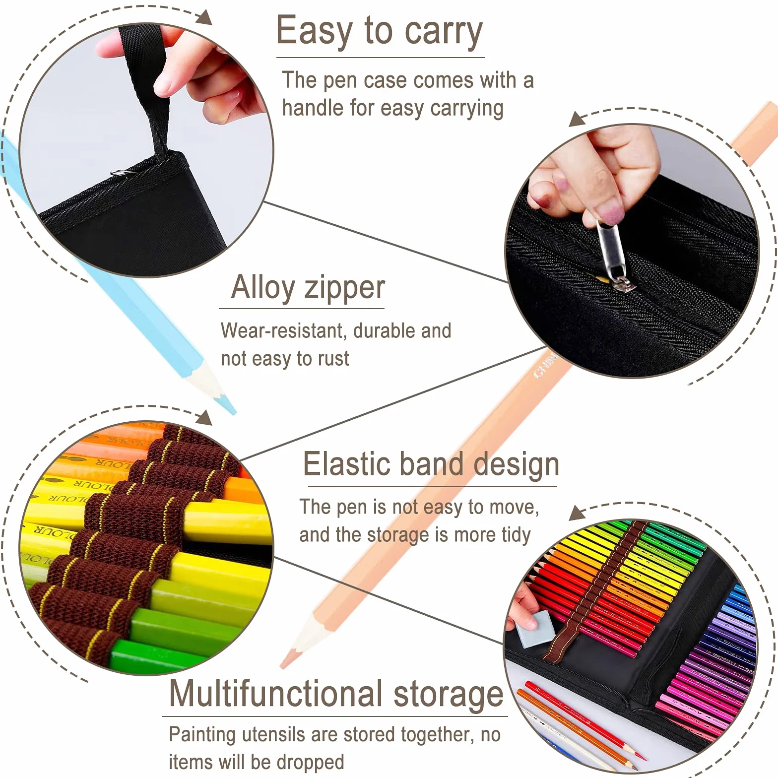 Frasheng Professionali Matite Colorate Set da 72 con Astuccio Zip Gomma Estensore Temperino per Disegno