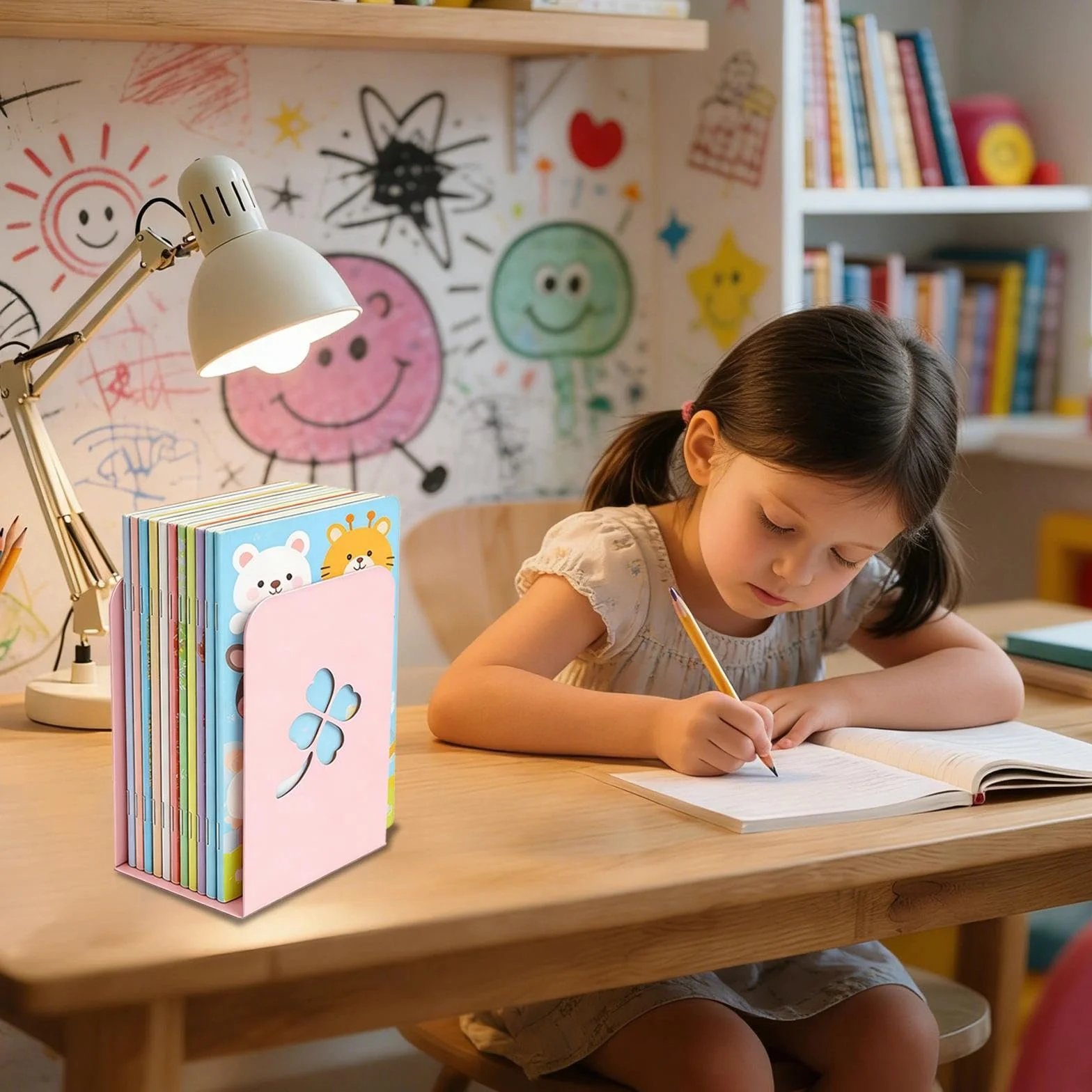 Fermalibri per Bambini in Metallo a Forma di Quadrifoglio Antiscivolo