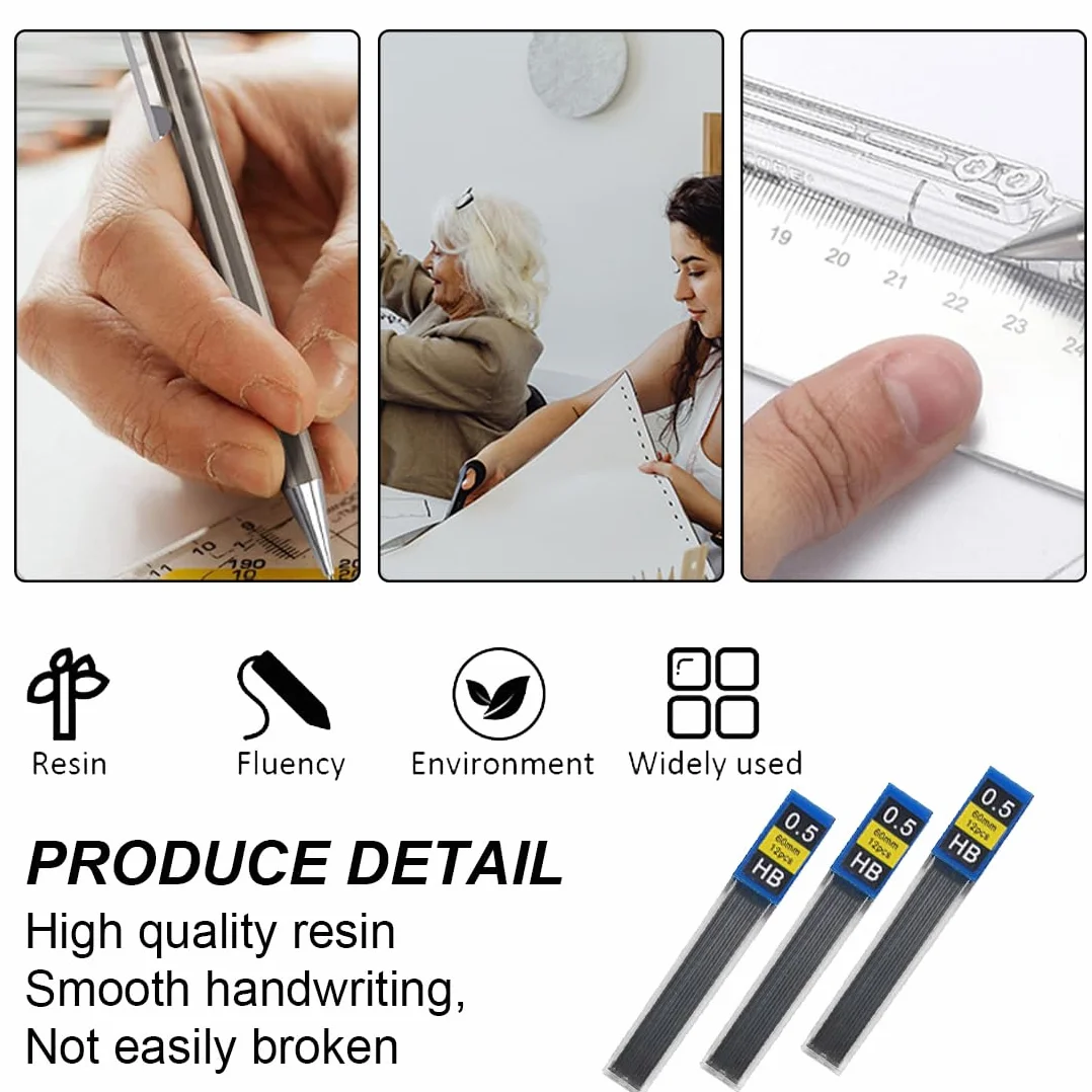Mine HB 0.5 mm Infrangibili per Portamine, 120 Pezzi, Nero e Bianco