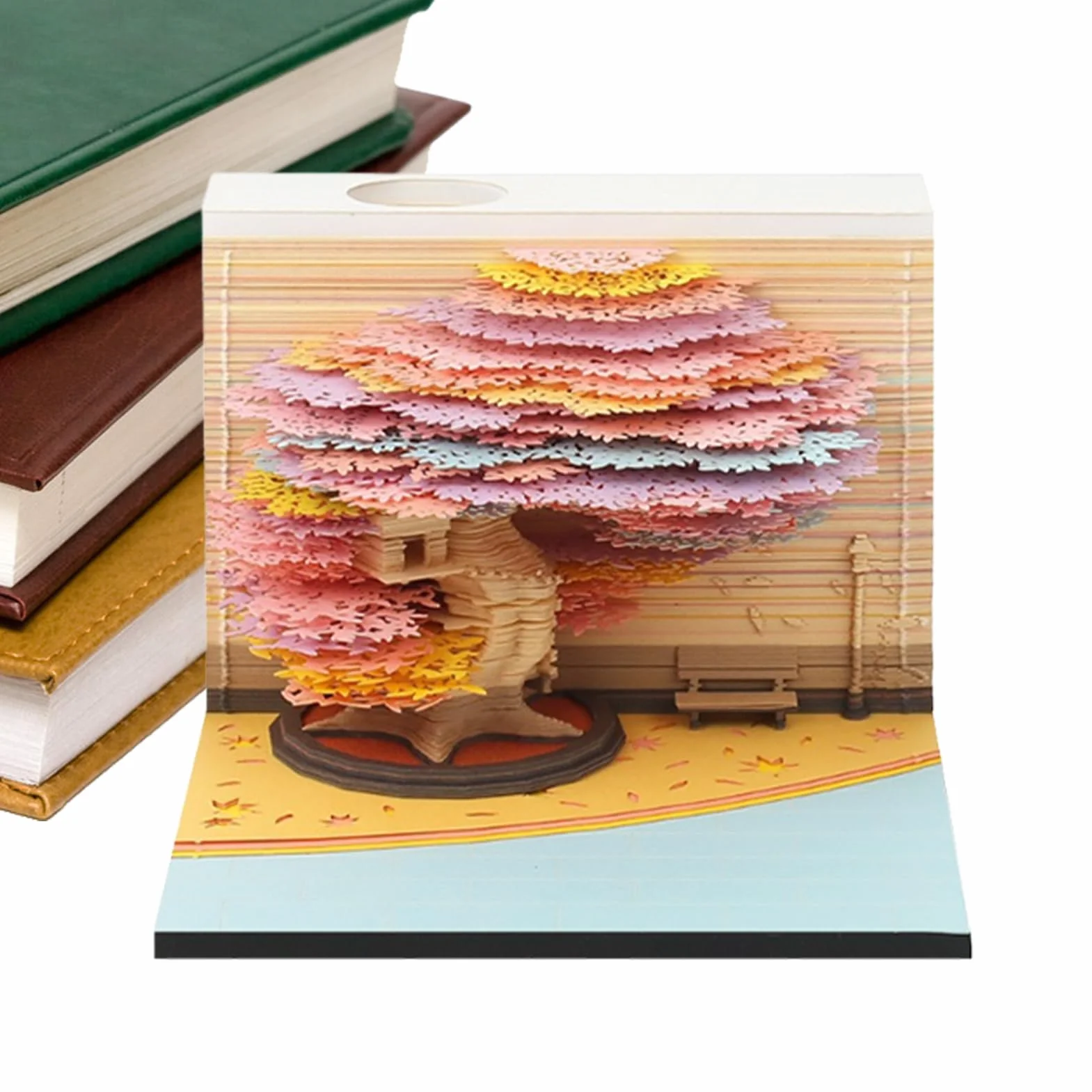 Calendario 3D 2026 | Albero 3D Calendario 2026 Blocco note Memo | Blocco note decorativo casa artigianato per Natale studente ufficio scuola,Regalo Natale Capodanno Festa scuola università
