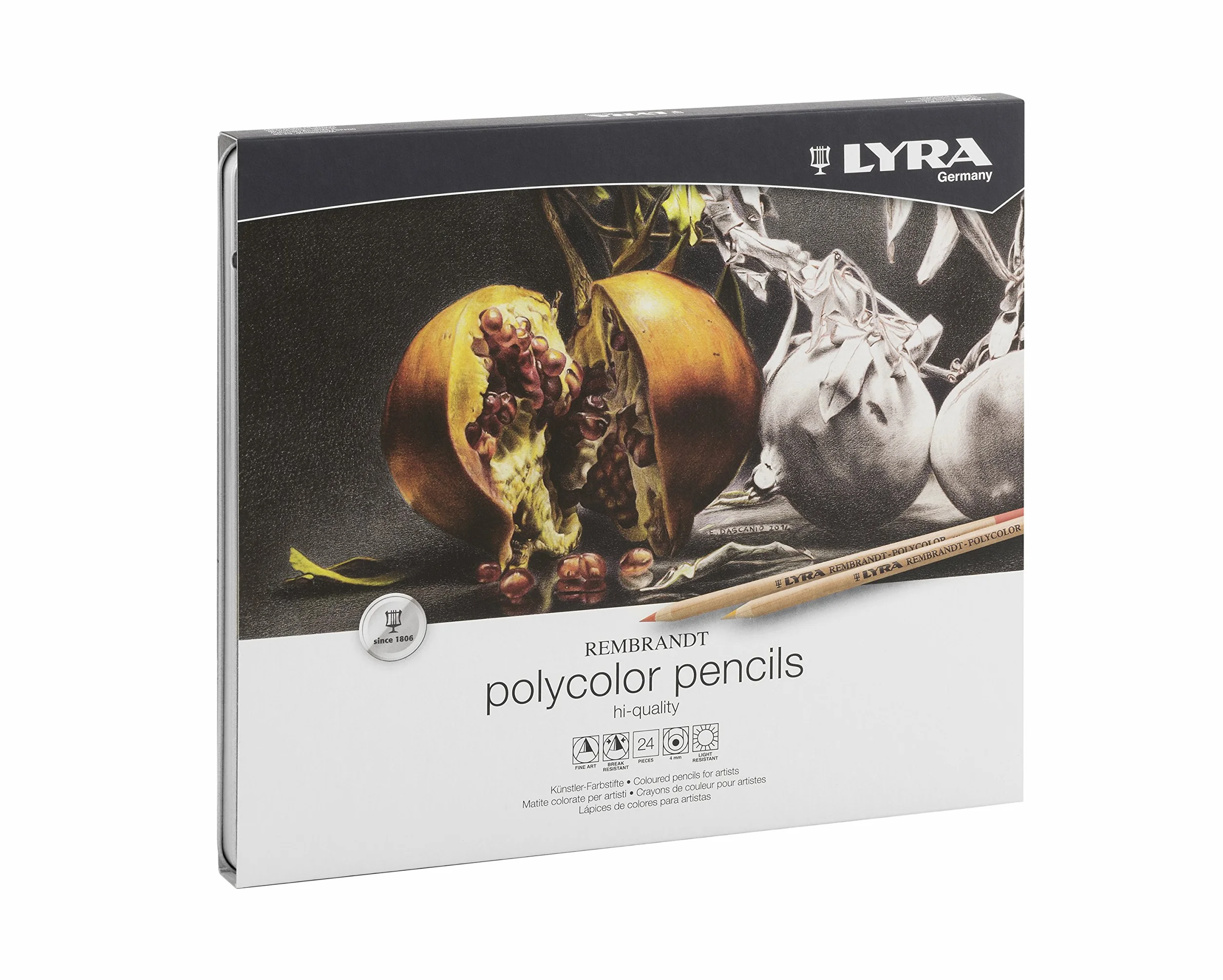 LYRA Rembrandt Polycolor Confezione in Metallo 24 Matite Colorate Assortite