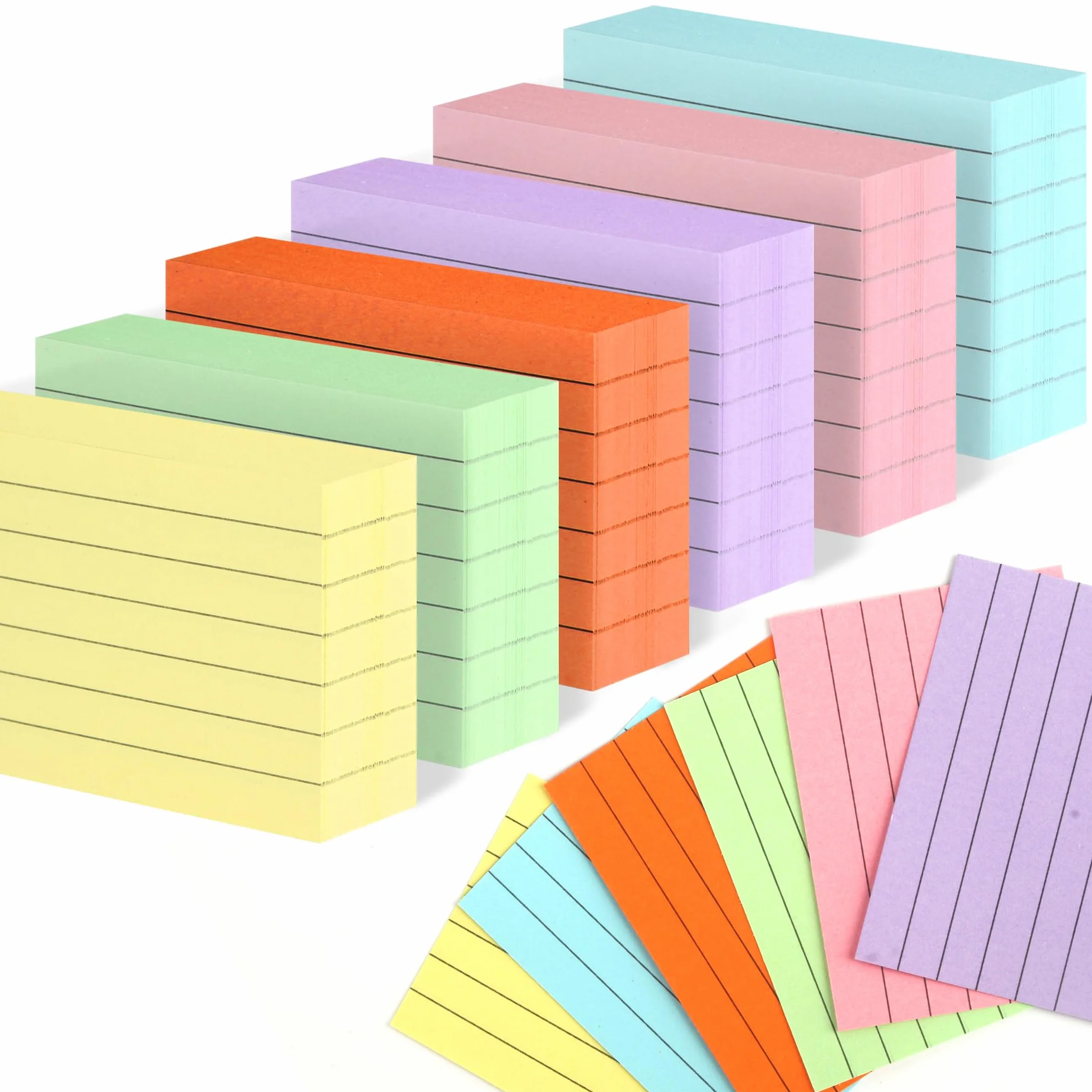 Flashcards A8 A Righe Colorate, Cartoncini per Vocabolario e Studio, 1200 PCS