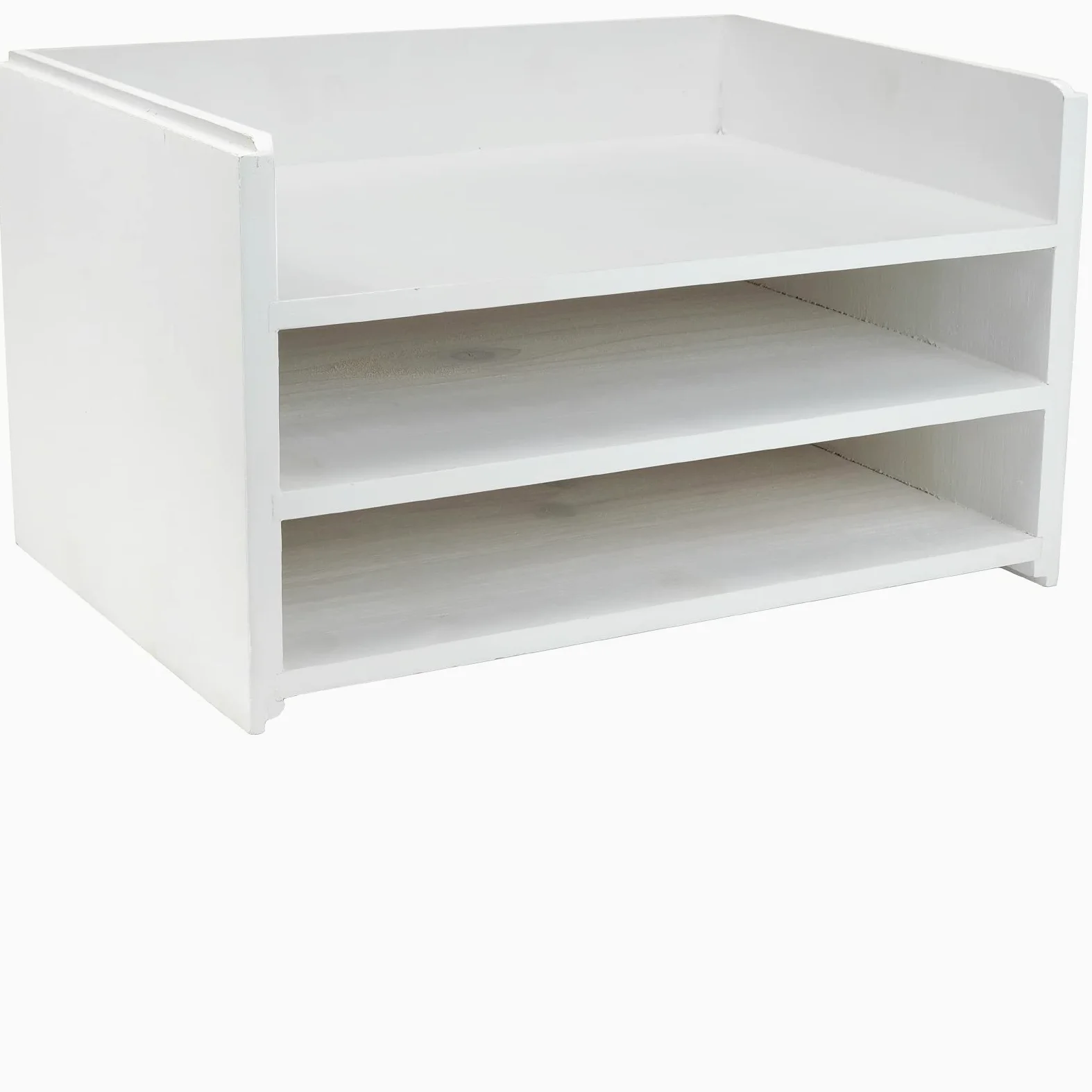 Excello Global Products Vassoio per lettere impilabile in legno: organizer da scrivania per file, cartelle, raccoglitori e quaderni (bianco)