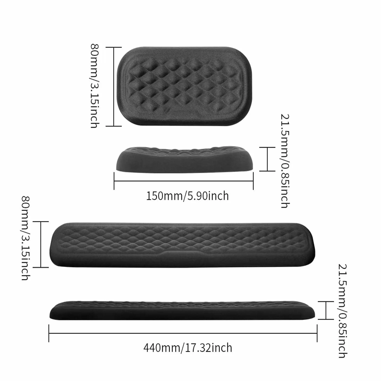 Poggiapolsi per Mouse E Tastiera, Ergonomico Tappetino per Mouse con Poggiapolsi in Gel Poggiapolsi per Tastiera con Memory Foam per Computer(Nero)