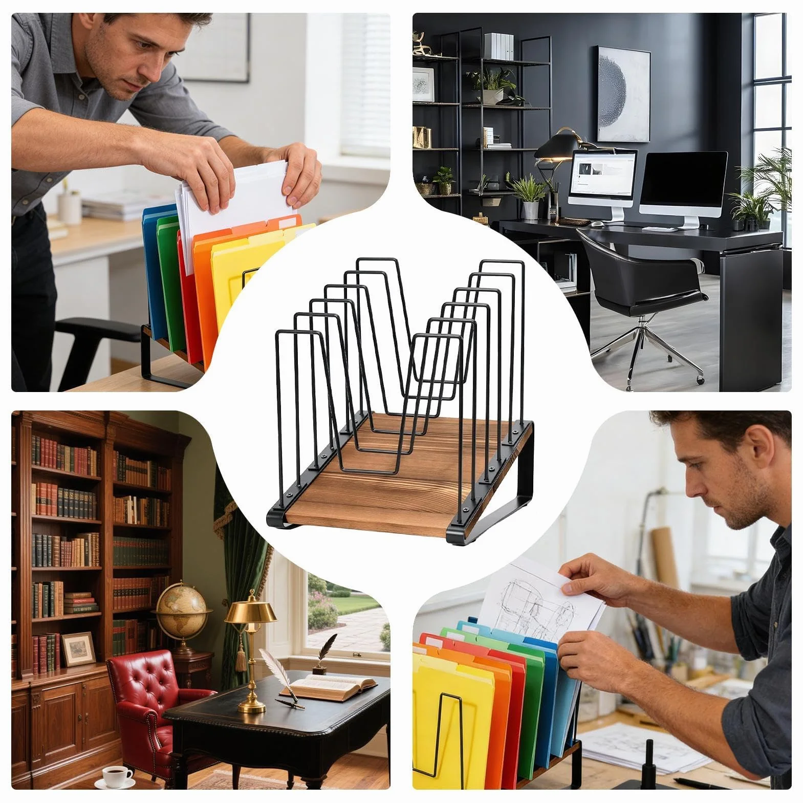 Cartella inclinata da scrivania – Portadocumenti a più livelli e rack da scrivania con scomparti di facile accesso, ideale per studenti, insegnanti, casa, ufficio, scuola e sala studio