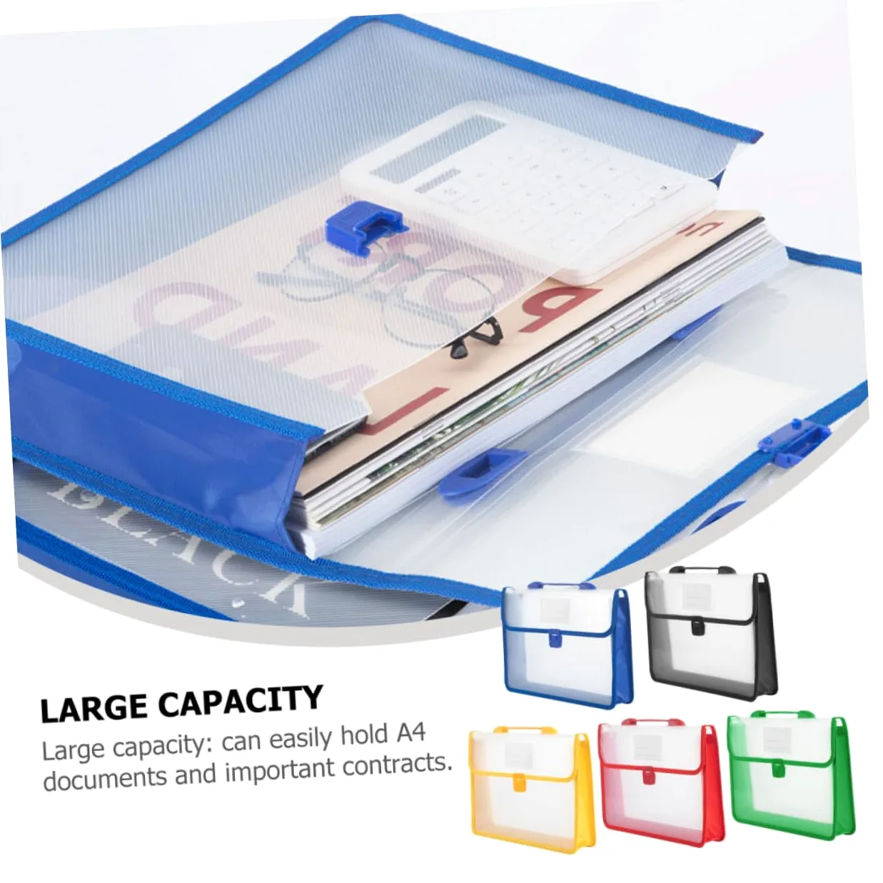 Cartelle Portadocumenti A4 Design Verticale Elegante in Pp Resistente Set 5 Pezzi Grande Capacità Manico Pratico per Ufficio, Scuola e Uso Business