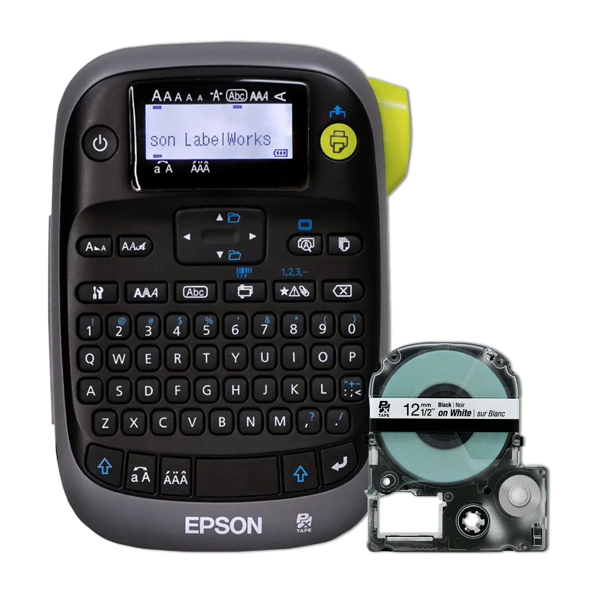 LABELWORKS Epson LW-PX300 Etichettatrice industriale per ufficio, compatibile con adesivi, magneti e tubi termoretraibili, design portatile, etichettatrice e nastro