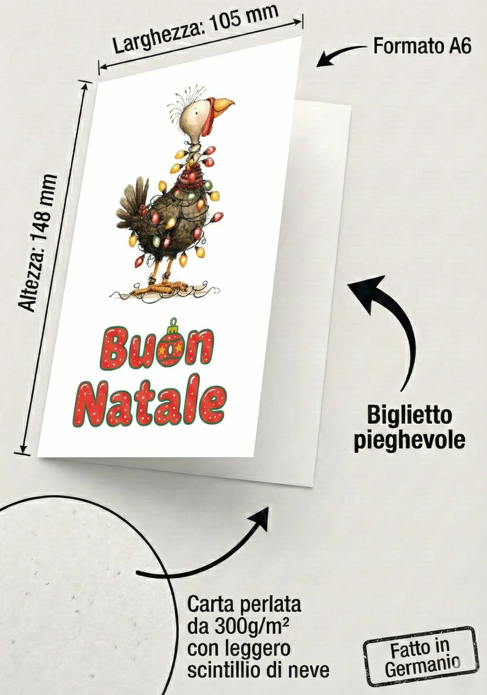 Biglietti natalizi italiani A6 con buste rosse – Set 30 pezzi