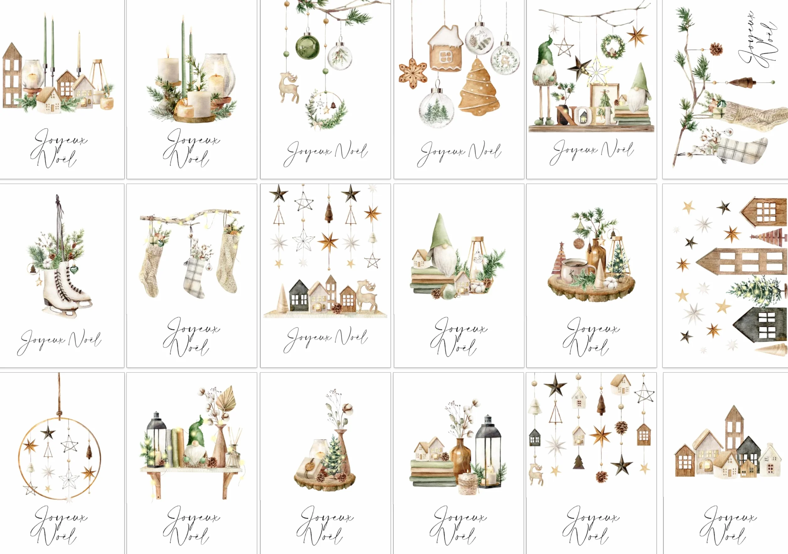 Set de 30 Cartes de Noël A6 avec Enveloppes Blanches – Cartes Festives