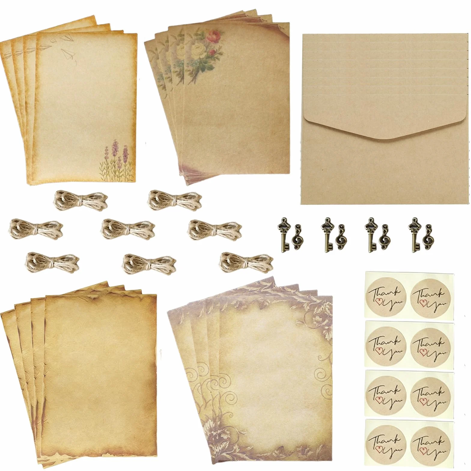 Vintage Set Carta da Lettere con Buste Antiche per Inviti Matrimonio Scrittura Retro Kit Cancelleria
