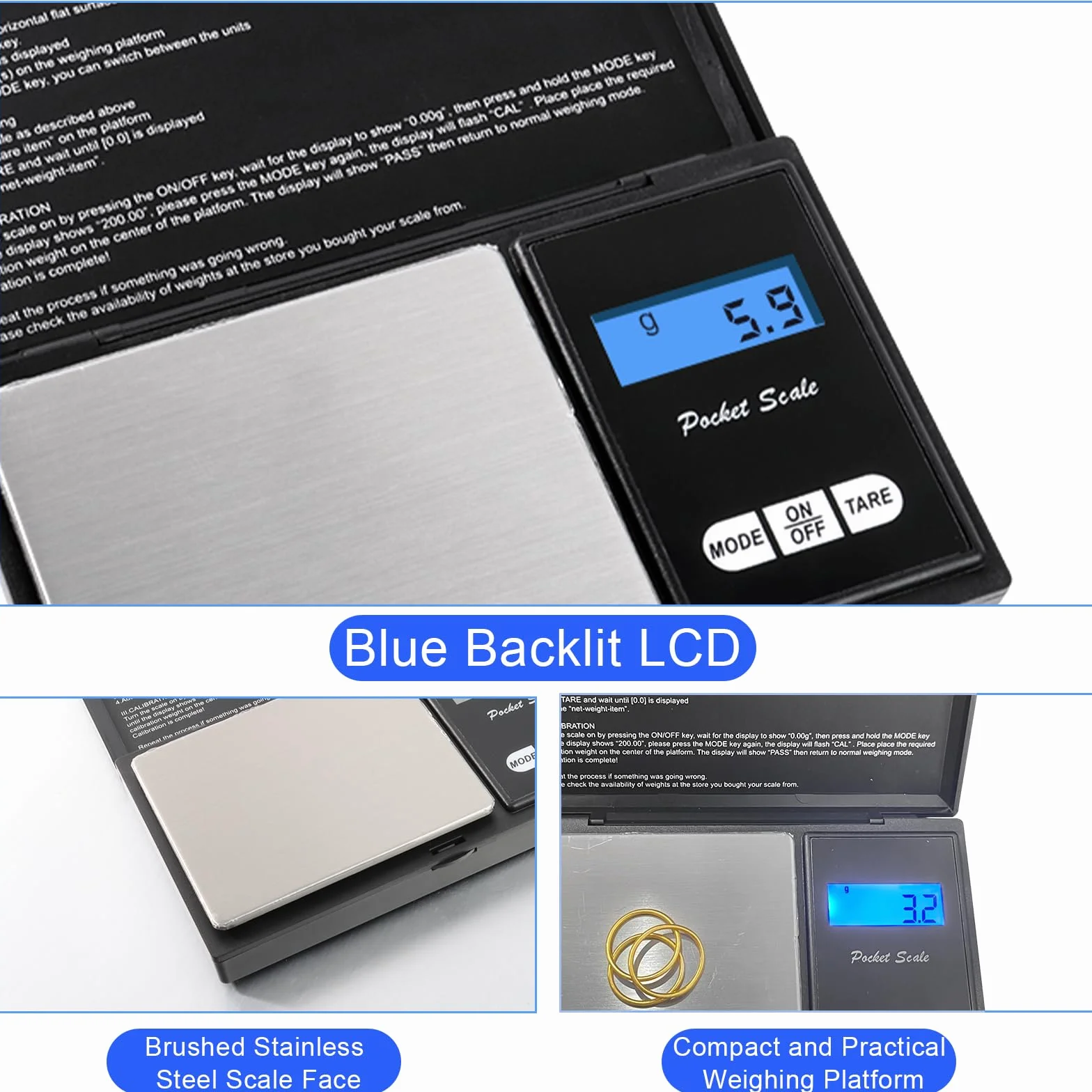 Bilancia di Precisione Digitale JOPHEK 500G/0,01G Portatile con Display LCD
