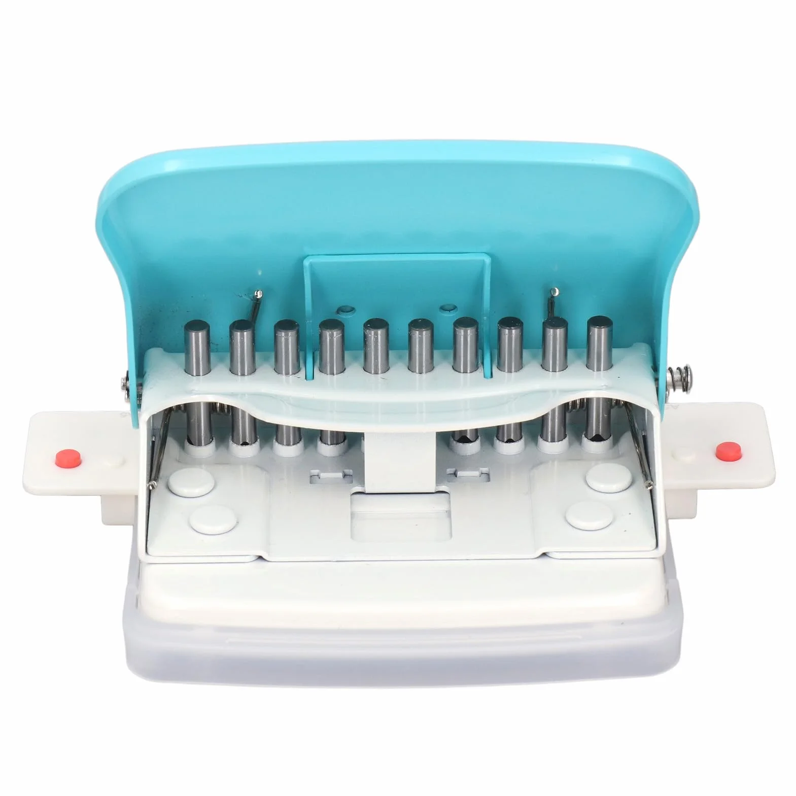 Rilegatrice Portatile a Spirale per A4 A5, Capacità 10 Fogli, Distanza Fori 9,5 mm, Azzurro Metallo