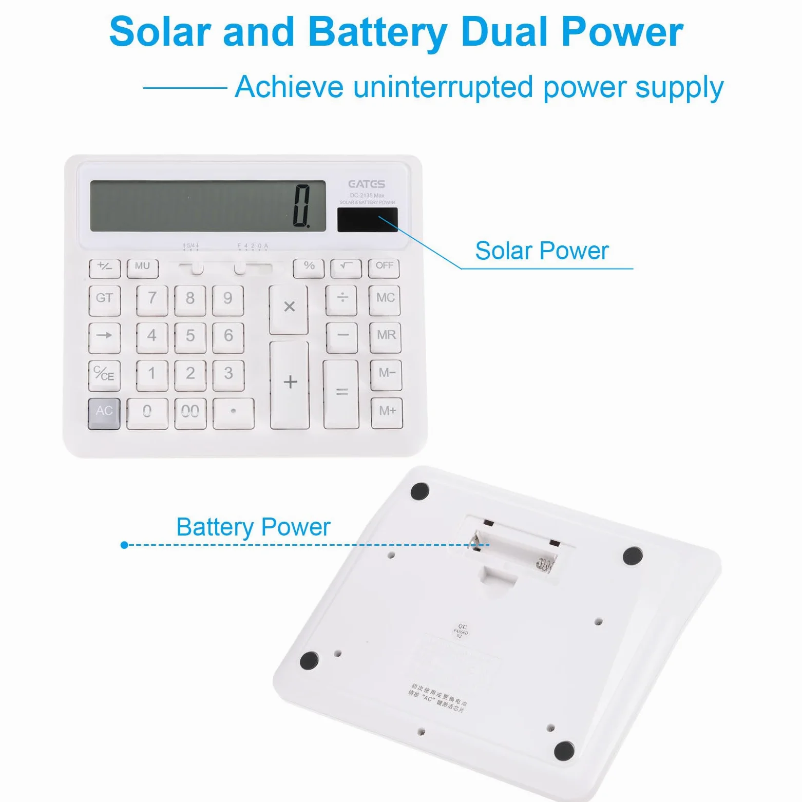 PATIKIL Calcolatrice da tavolo, a batteria solare, doppia alimentazione, con display a LED a 12 cifre, funzione standard, elettronica, con tasti grandi, calcolatrice per casa, ufficio, scrivania,