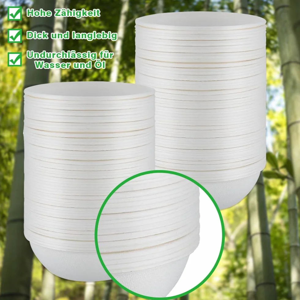 Ciotole Ecologiche usa e getta 260 ml, Ciotole di Carta in Canna da Zucchero, Ciotola da Zuppa Biologica Bianco