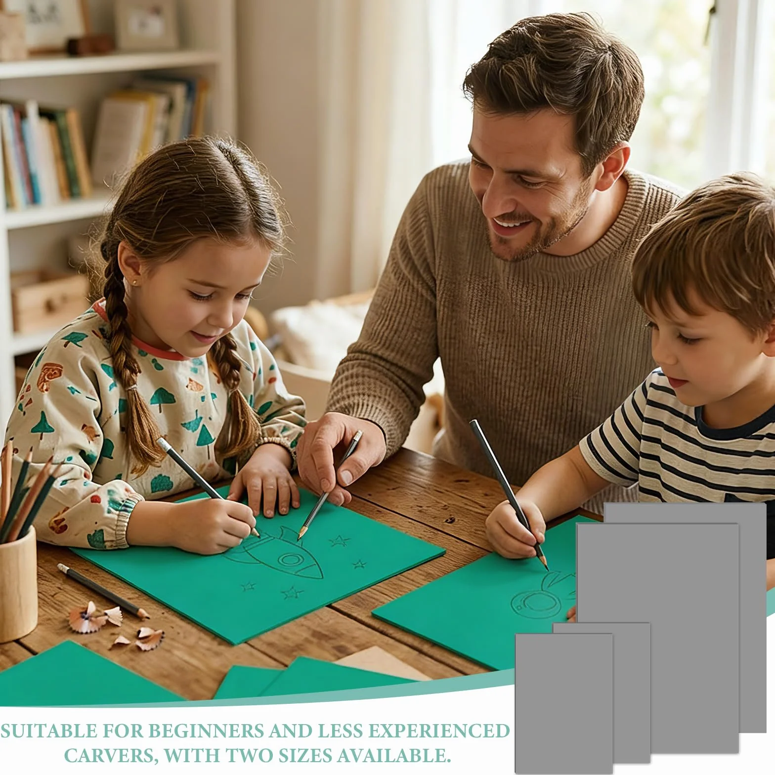 Linoleum per Incisione Morbido A4 A6 Fogli in Gomma Verde Blocchi da Intaglio Flessibili per Creazione di Timbri Fai da Te Linoleografia (Grigio)