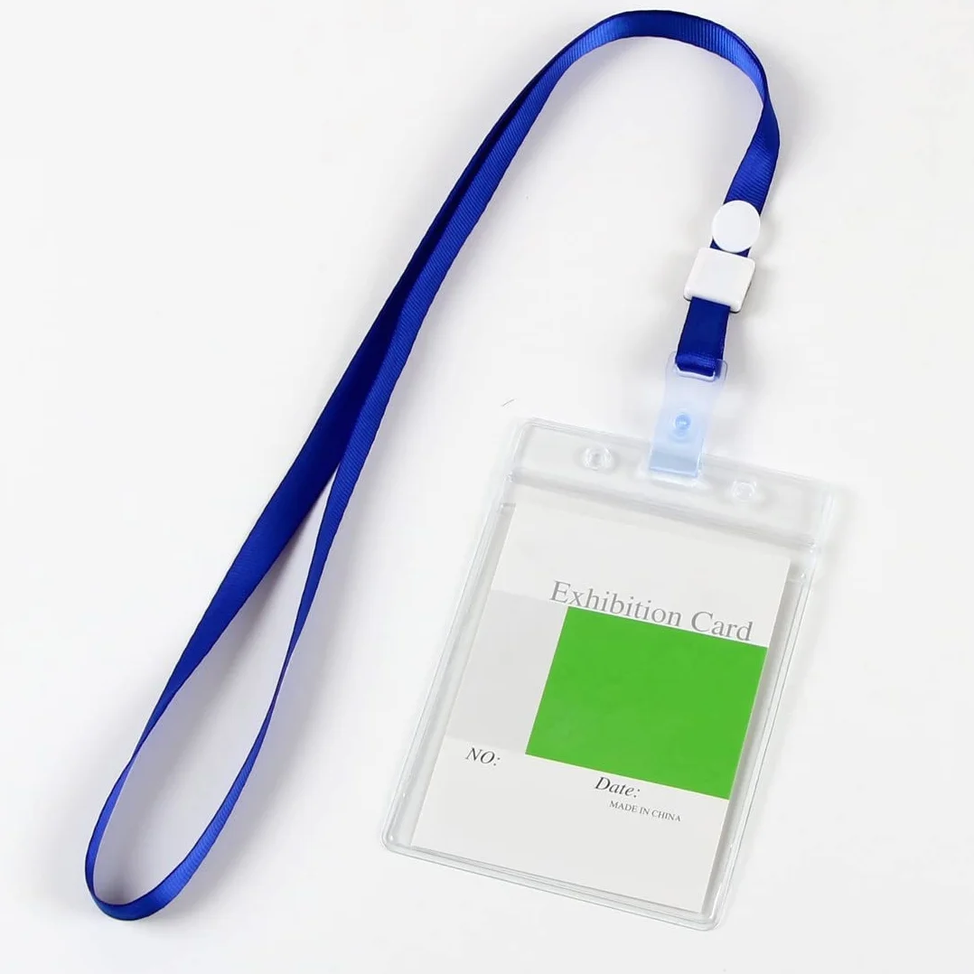 Porta Badge Impermeabile Verticale Trasparente con Cordino, 2 Pezzi per Exhibition Ufficio Studenti