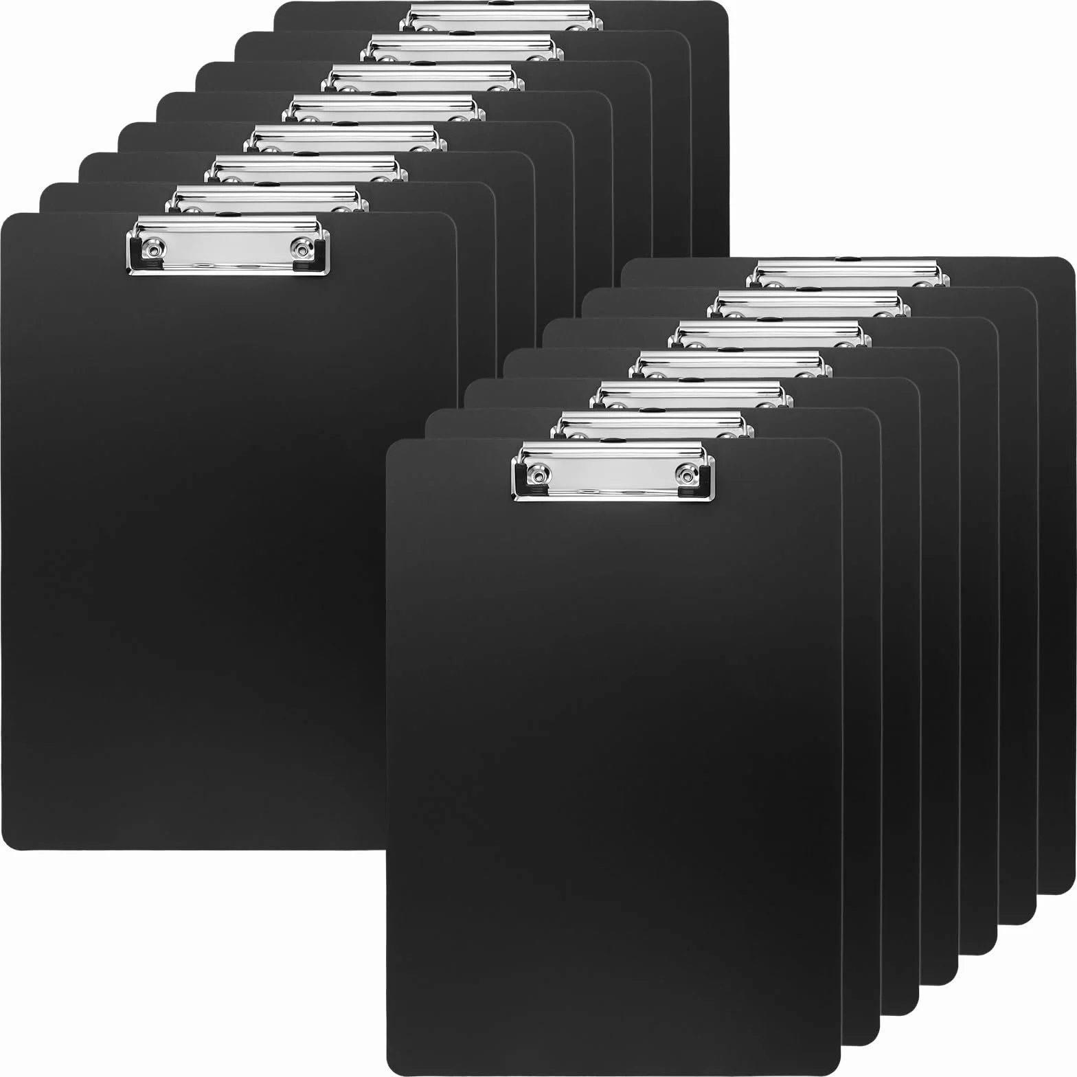 FUNSUEI 15 Portablocco A4 in Plastica con Pinza, Cartellina Rigida Portadocumenti, 31,5 x 22,5 cm, Nero, per Ufficio e Magazzino