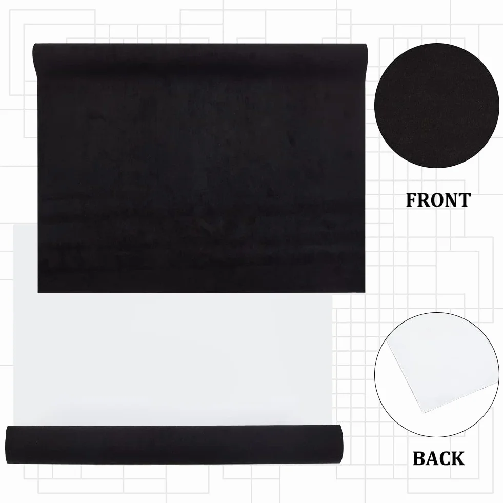 OLYCRAFT panno per rilegatura libri 100 x 43 cm similpelle nero velluto retro carta trama fitta