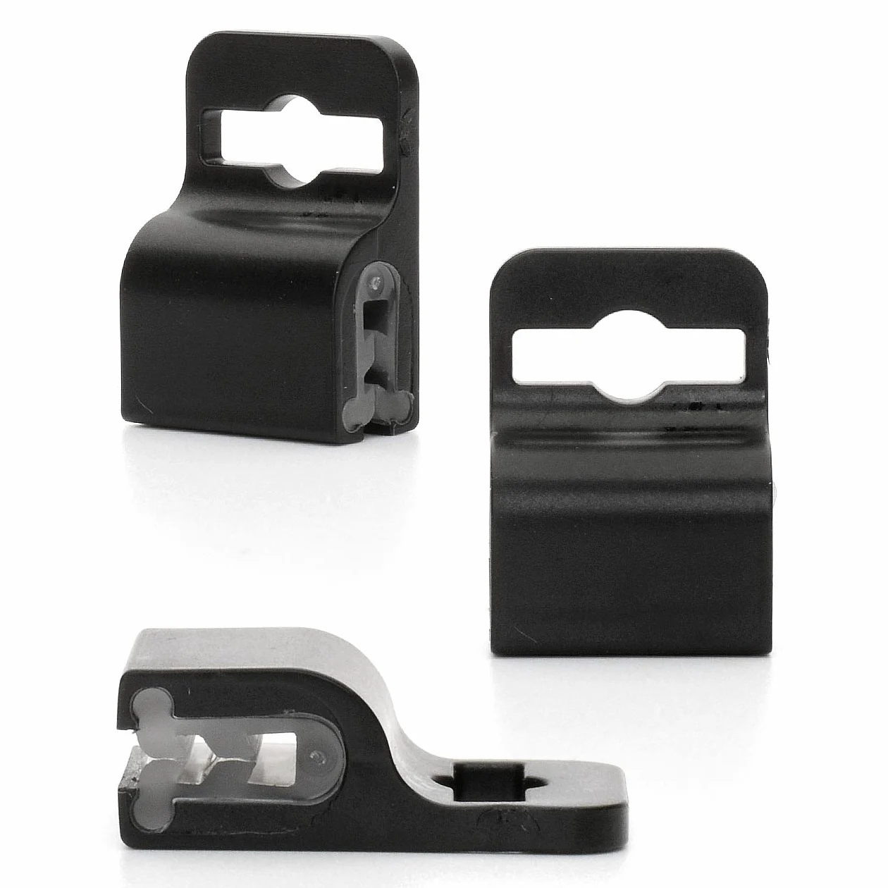 LanyardsTomorrow - Confezione da 100 pinze per badge identificativi, con impugnatura morbida, clip per cordini da collo, in plastica nera