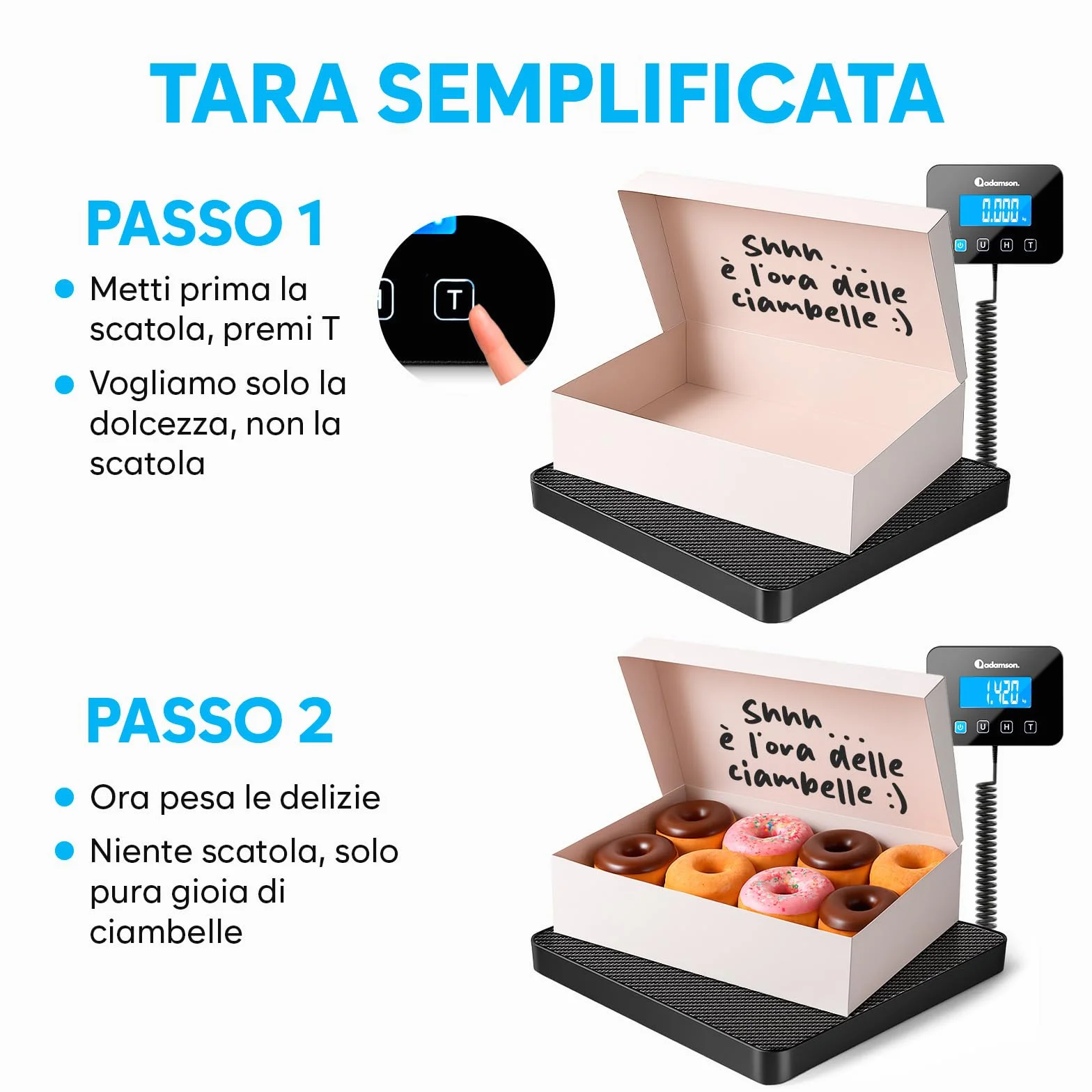 Bilancia Professionale 200 kg/10 g Alta Precisione con Funzione Hold/Tara per Pacchi Bagagli Uso Industriale Nero Opaco