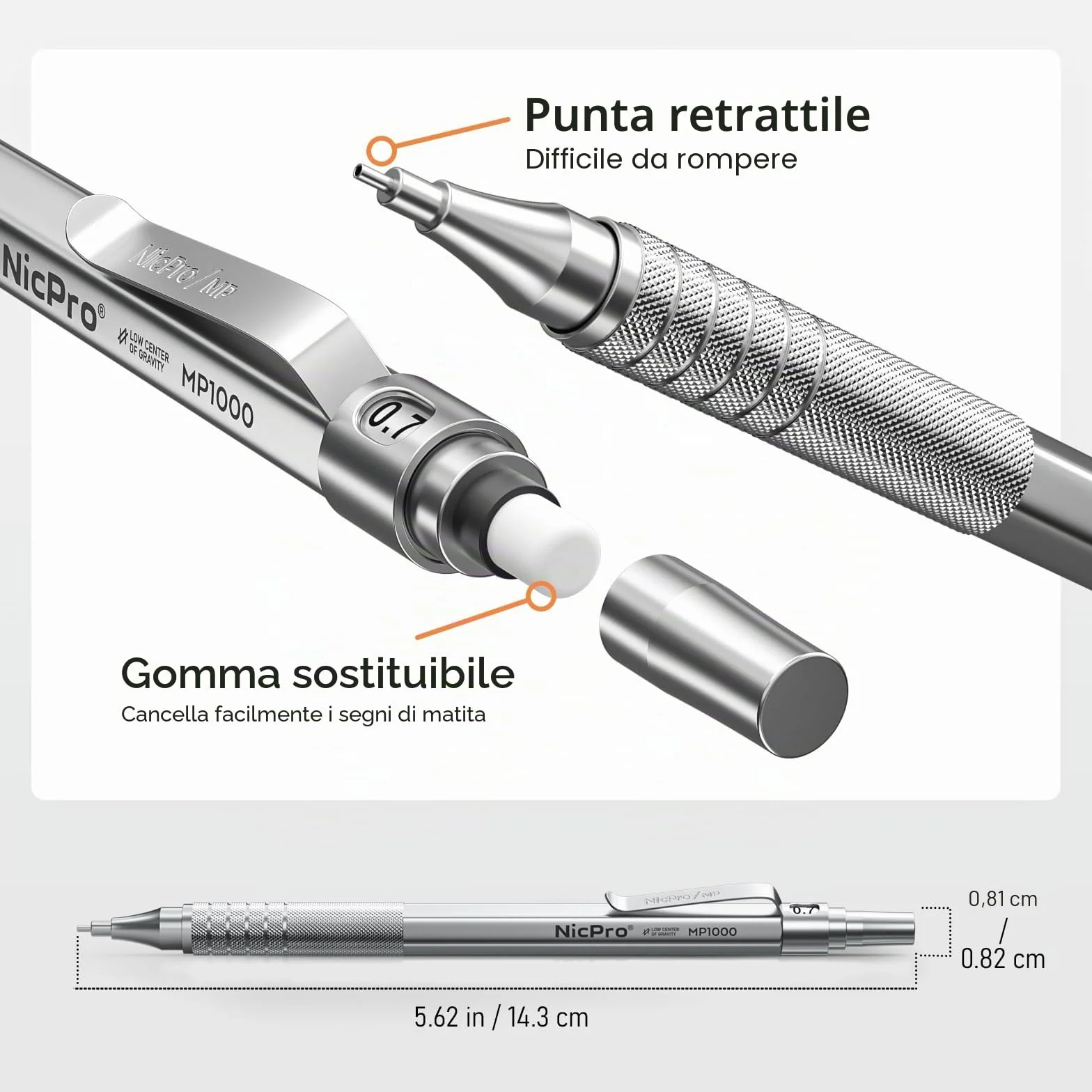 Nicpro 5 Pezzi Matita Meccaniche Set, Art Portamine 0.3-2mm con Ricariche, Temperamatita, Gomma per Disegno Artistico