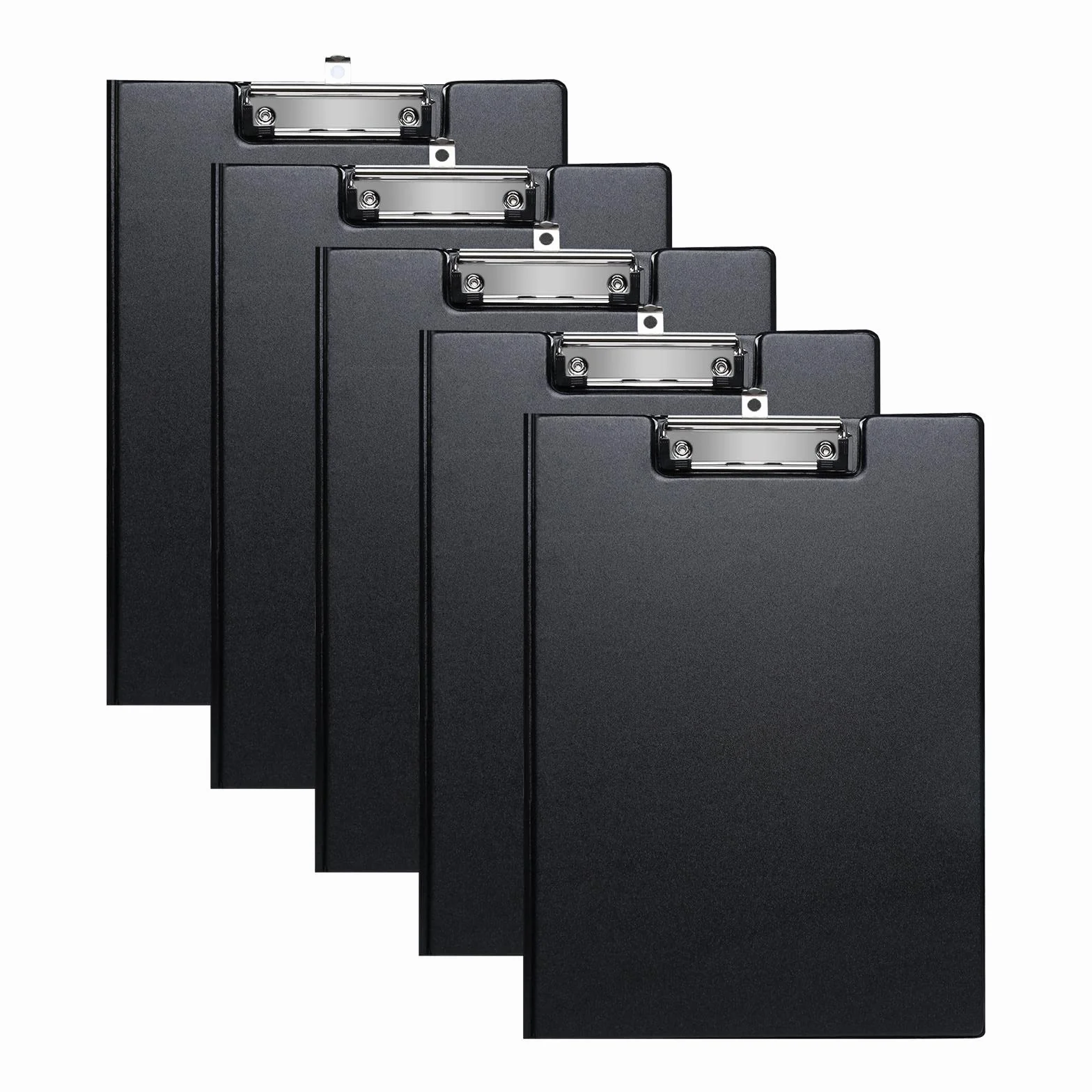 [5 Pezzi]A4 Portablocco con Copertina,Clipboard con Clip in Metallo und Appeso Buca, Appunti con Tasche Interne,Porta-pad Lavagna da scrittura Ideale per Lavoro Quotidiano(Nero)