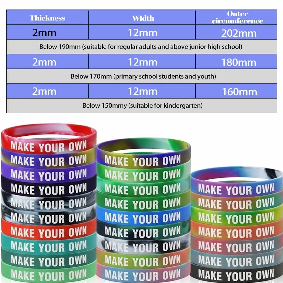 Braccialetti in silicone personalizzati 1-1000 ct con testo e logo impermeabili per eventi raccolte fondi