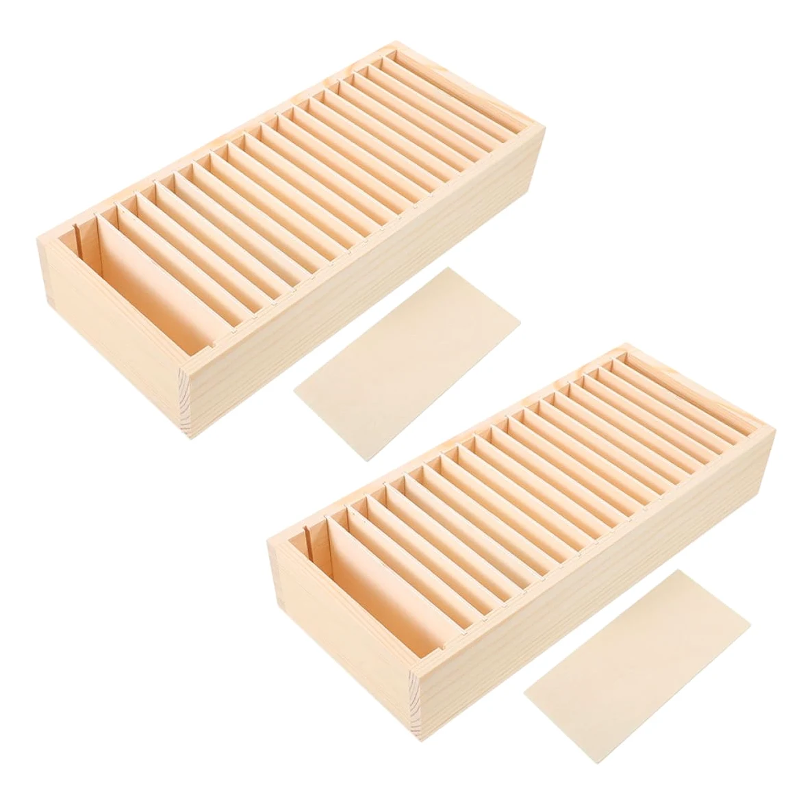 Yardwe Portabiglietti da Visita in Legno 2 Pezzi Struttura Staccabile e Design Multi-scomparto per Organizzare e Conservare Carte da Visita, per Ufficio e Casa