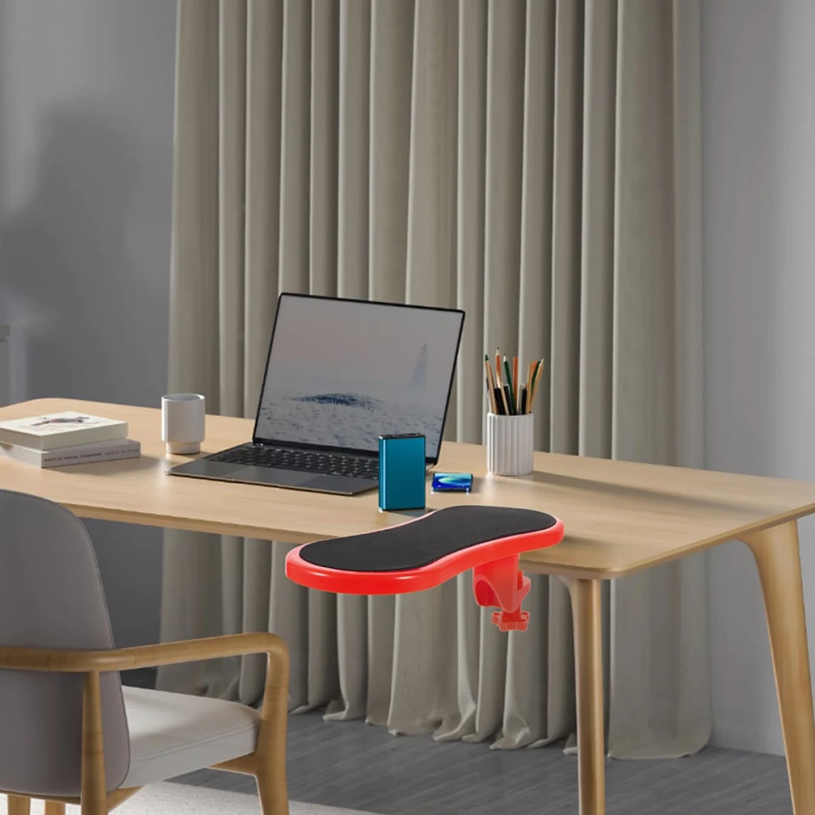 Ciieeo Poggiapolsi Facile da Installare da 2 Pezzi in Gomma e Cotone Scrivania Supporto Ergonomico per Braccio e Polso per Casa e Ufficio