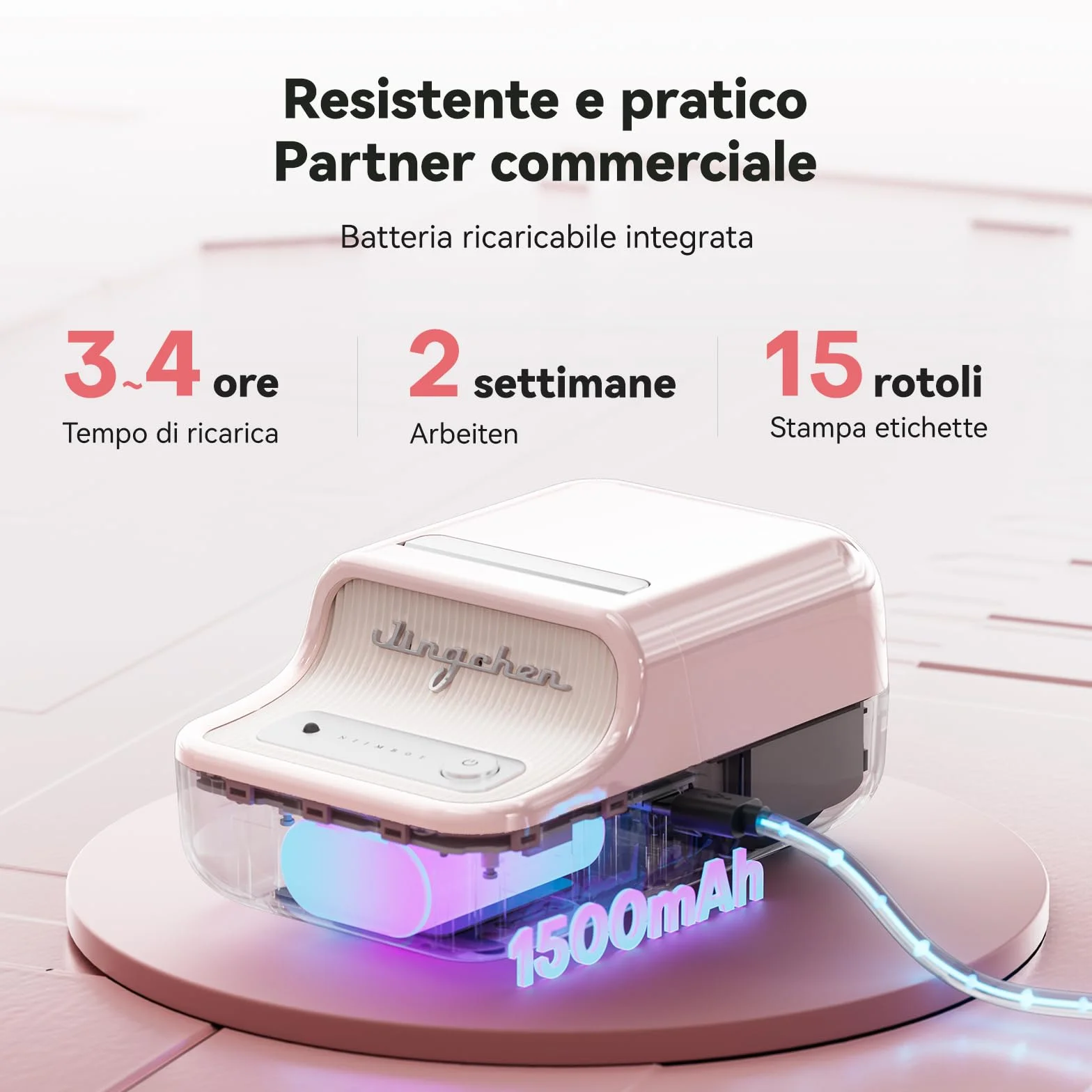 NIIMBOT B21 Etichettatrice Bluetooth Rosa, Etichette 20-50mm, App con 120 Caratteri e 1600 Icone