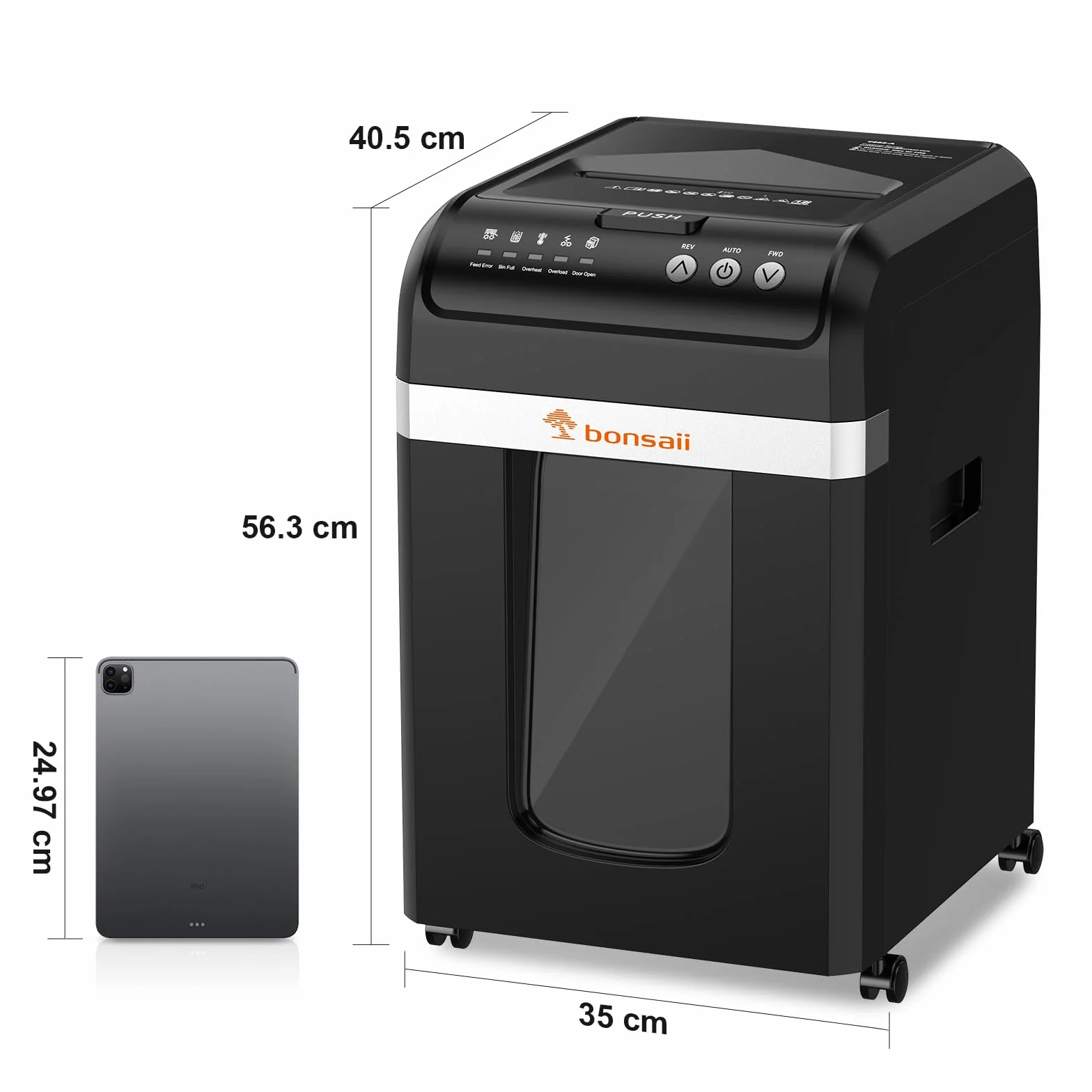 Bonsaii Distruggi documenti con Alimentazione Automatica da 200 Fogli, 60 Minuti di Funzionamento Continuo, Taglio a Frammento P-4, Cestino da 31L, Silenzioso e Ideale per Ufficio, C283-A
