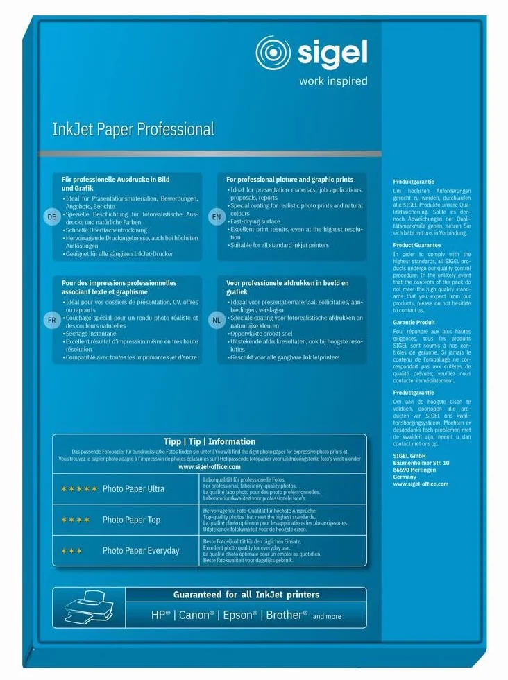 SIGEL IP286 Carta InkJet patinata opaca A4 160 g 100 fg