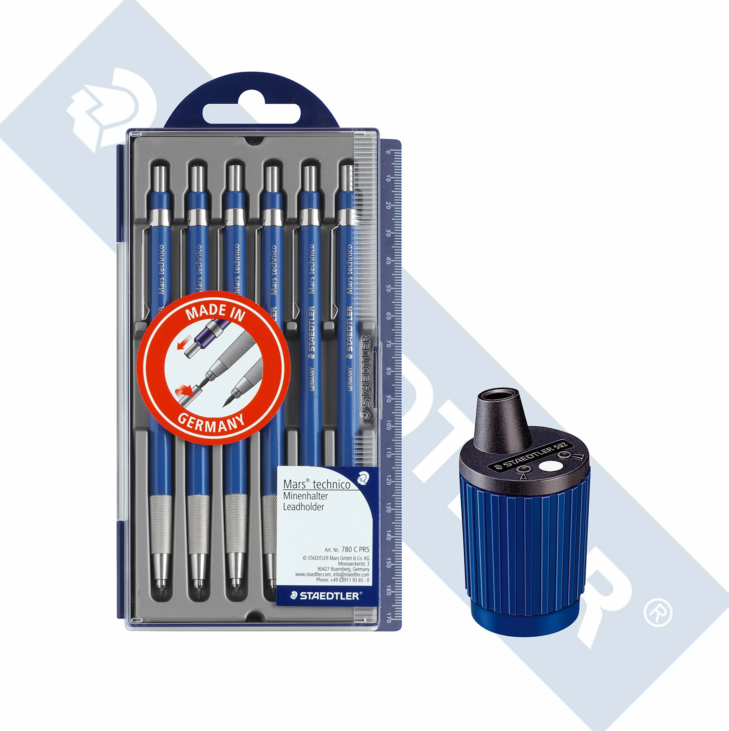 STAEDTLER Mars 780 C PR5 - Matita con temperamatite integrato da 2 mm, 5 e 1 Promotion + temperamatite 520